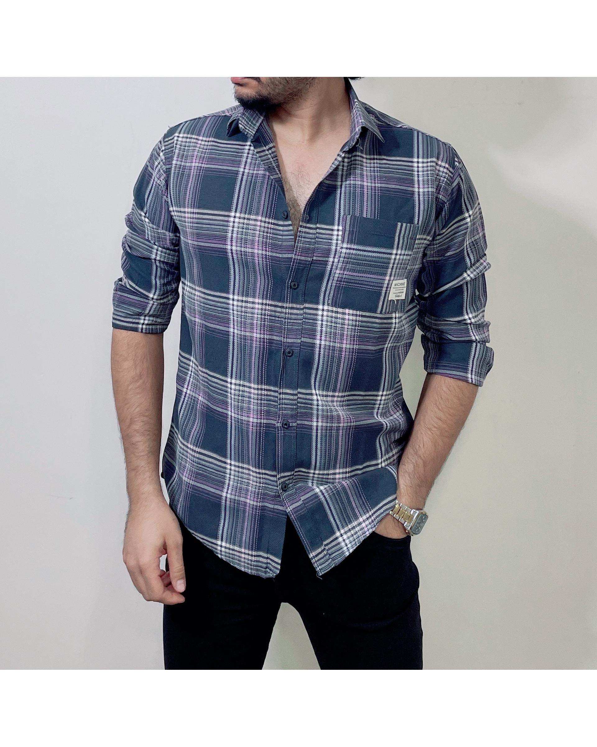 پیراهن مردانه زغالی چهارخانه دیورسو Diverso کد 4874