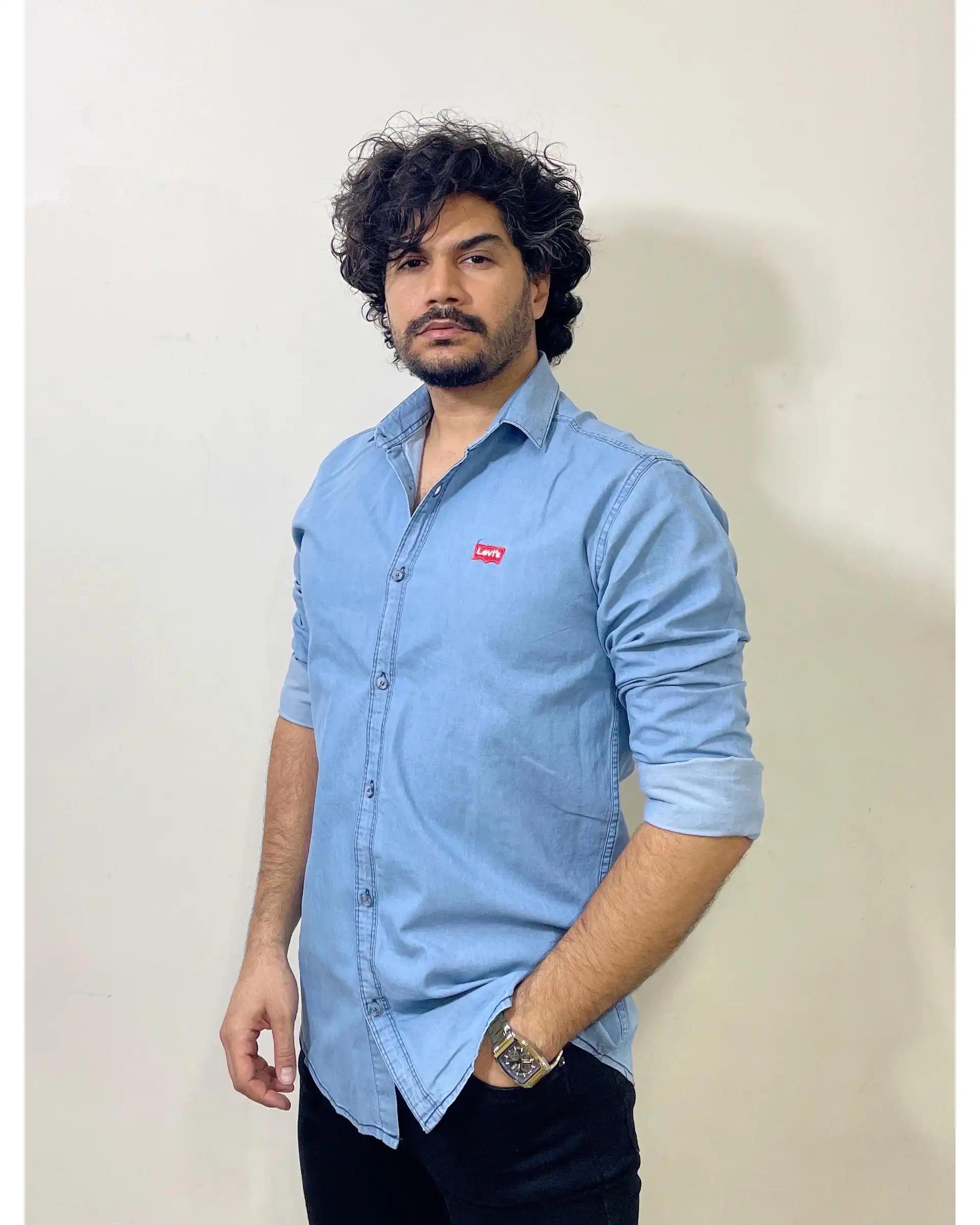 پیراهن جین مردانه آبی دیورسو Diverso کد 4876