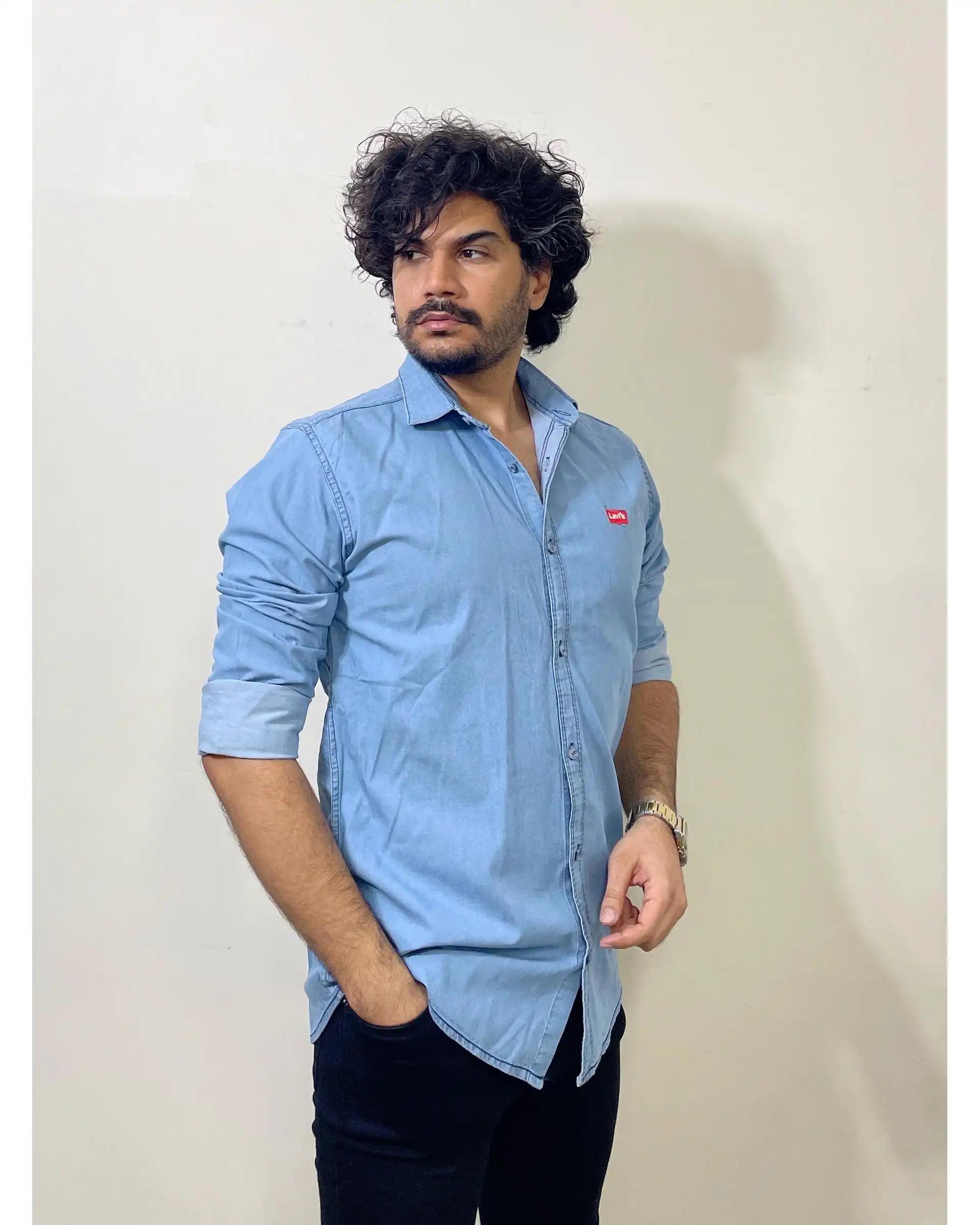 پیراهن جین مردانه آبی دیورسو Diverso کد 4876