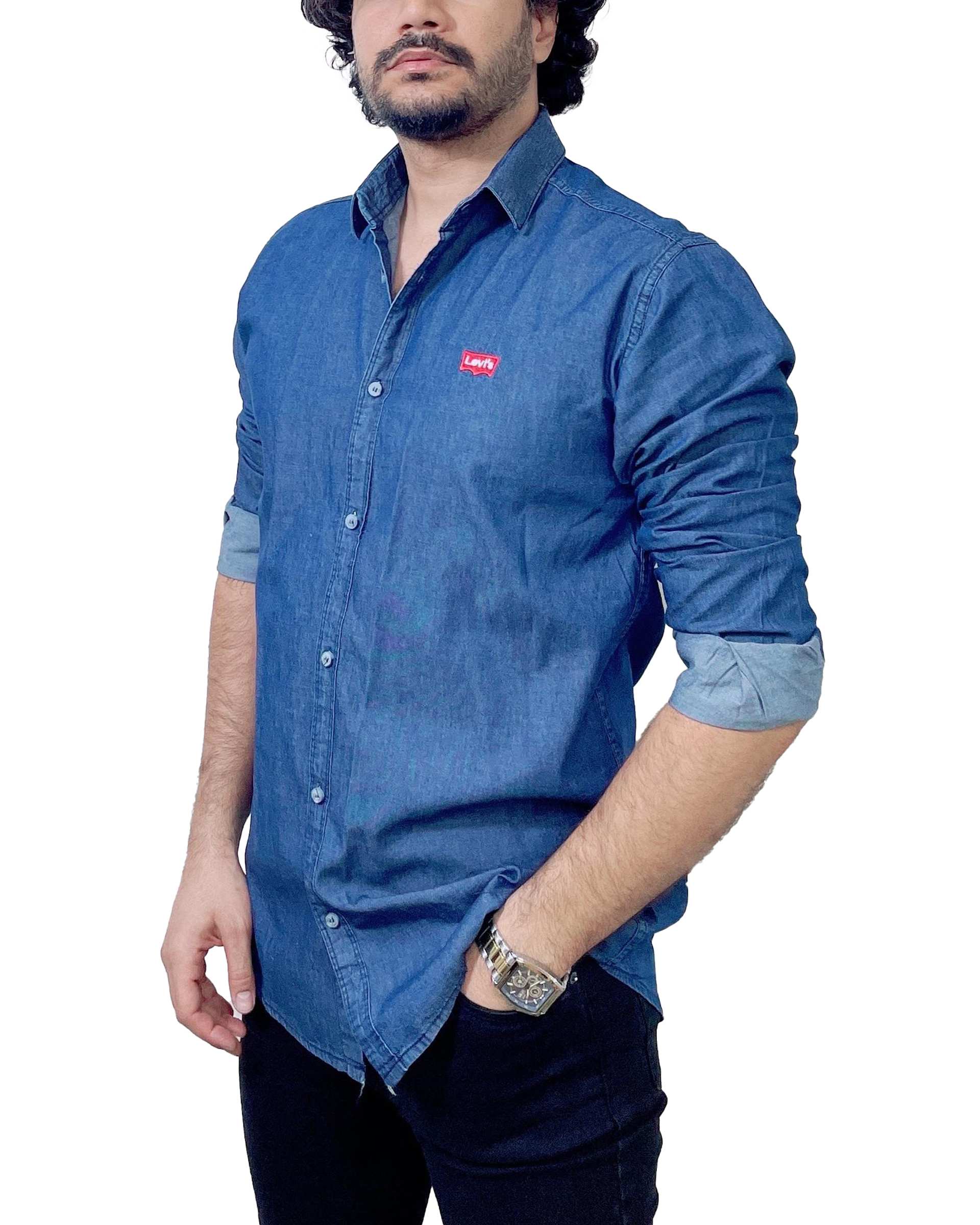 پیراهن جین مردانه سرمه ای دیورسو Diverso کد 4877