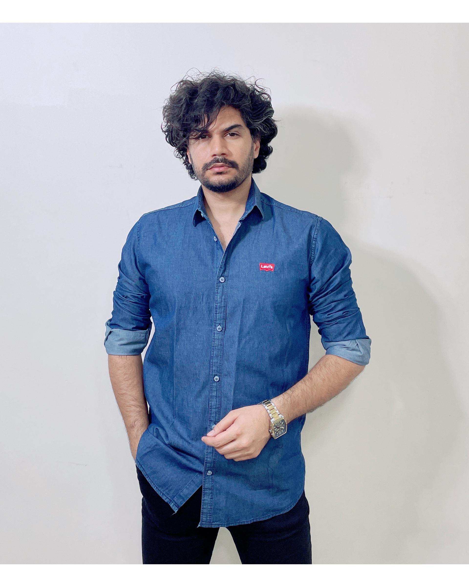 پیراهن جین مردانه سرمه ای دیورسو Diverso کد 4877