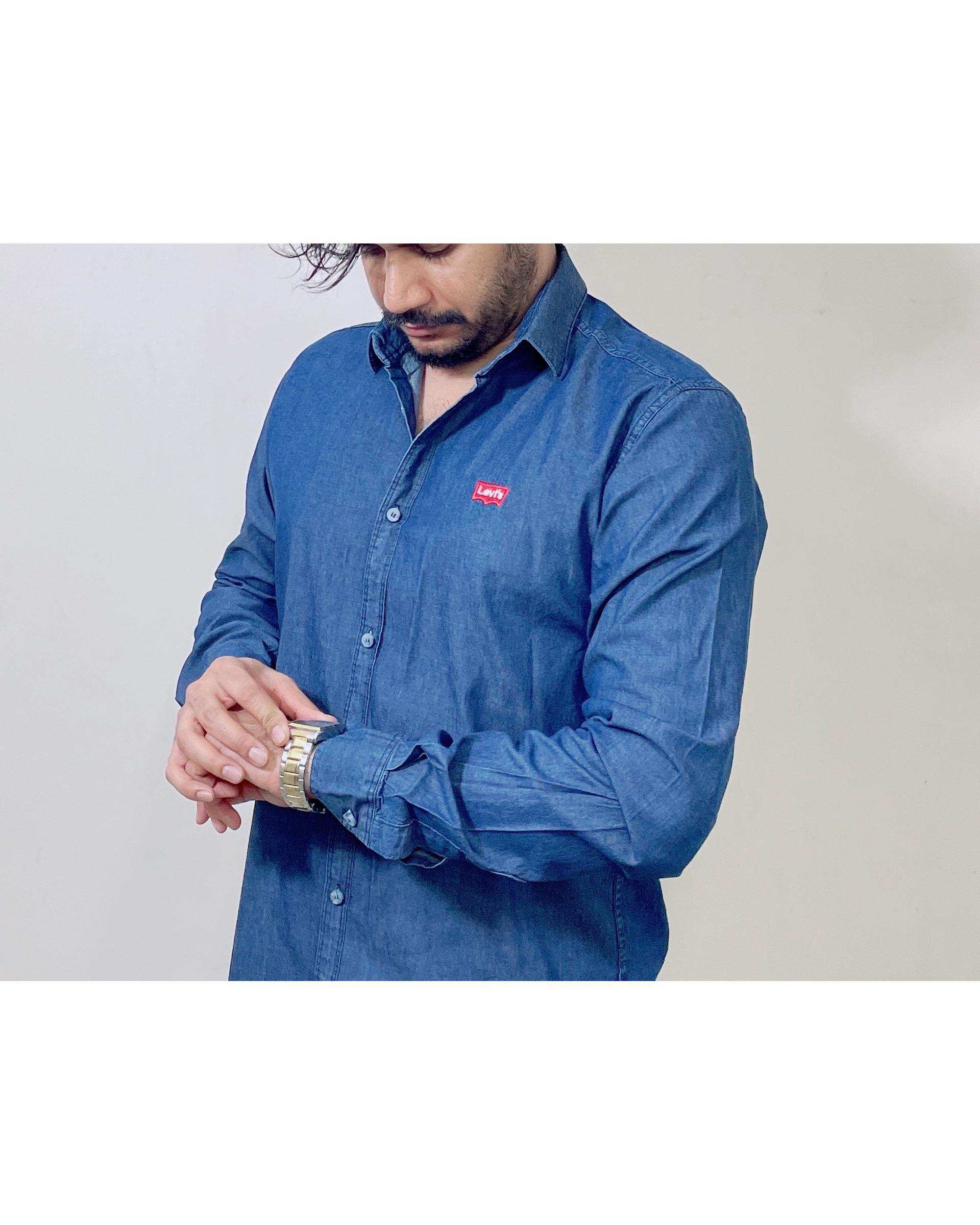 پیراهن جین مردانه سرمه ای دیورسو Diverso کد 4877