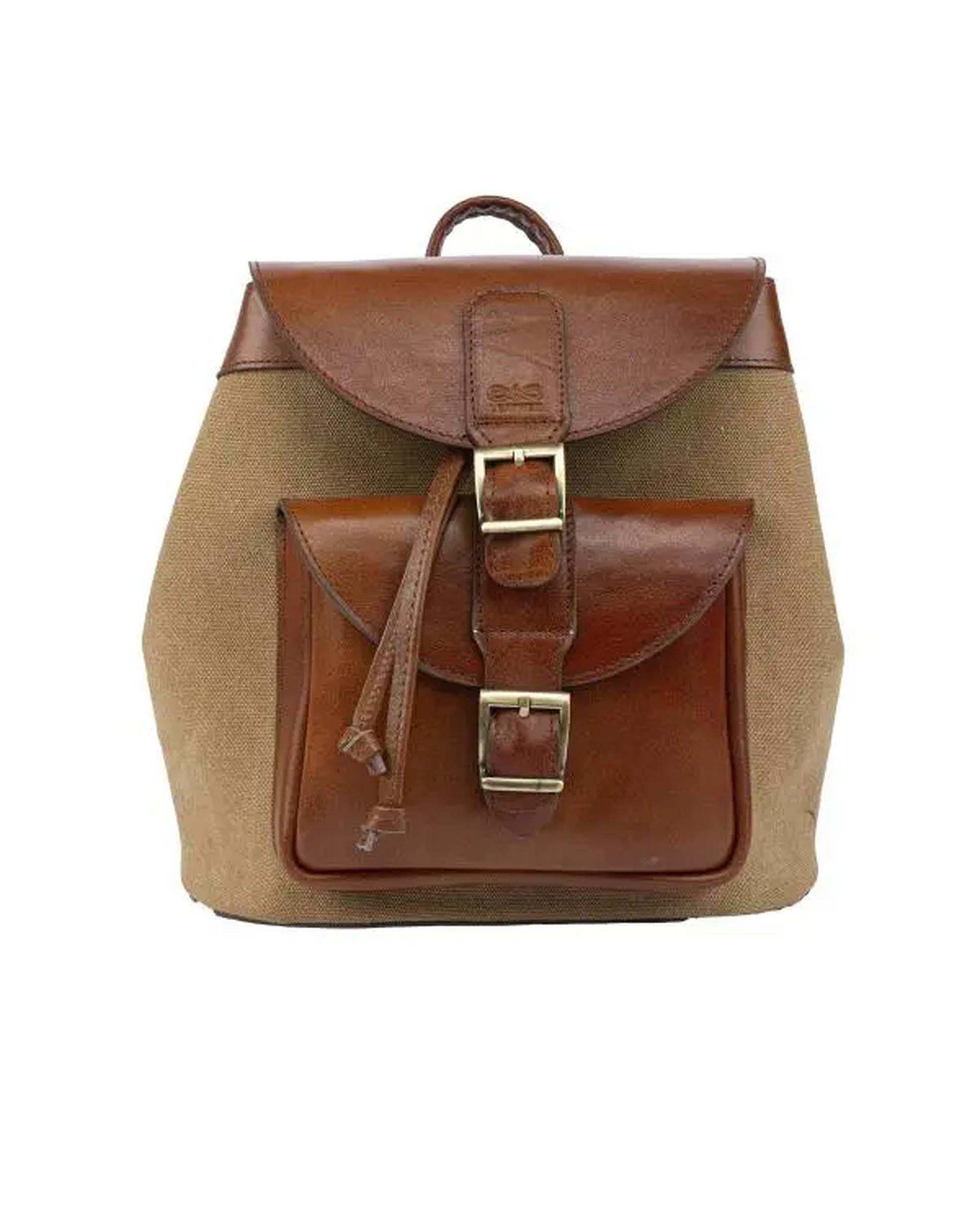 کوله پشتی چرم زنانه قهوه ای روشن صاد Saad مدل JR5021