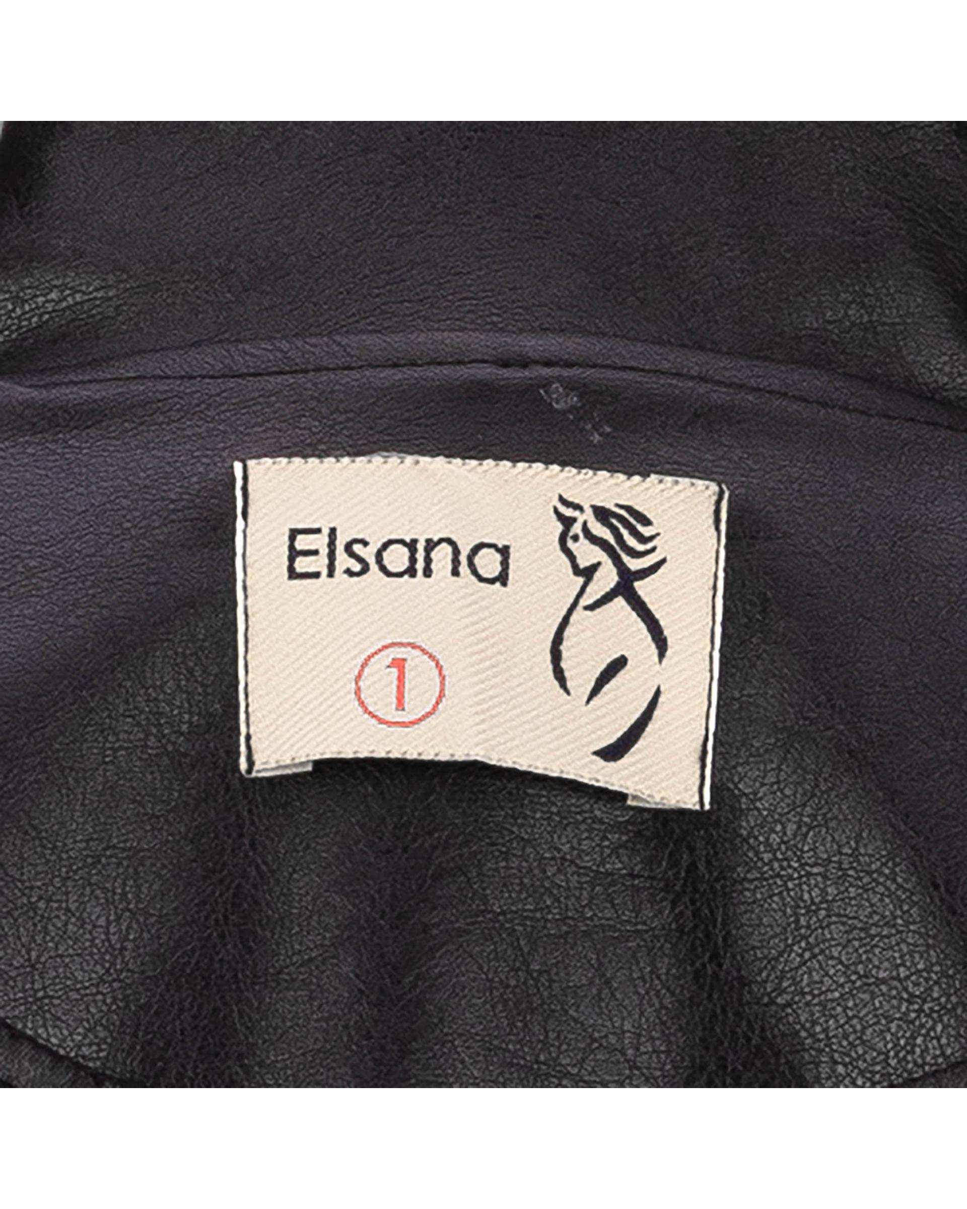 پالتو چرم زنانه مشکی مدل راوین السانا Elsana کد 2392