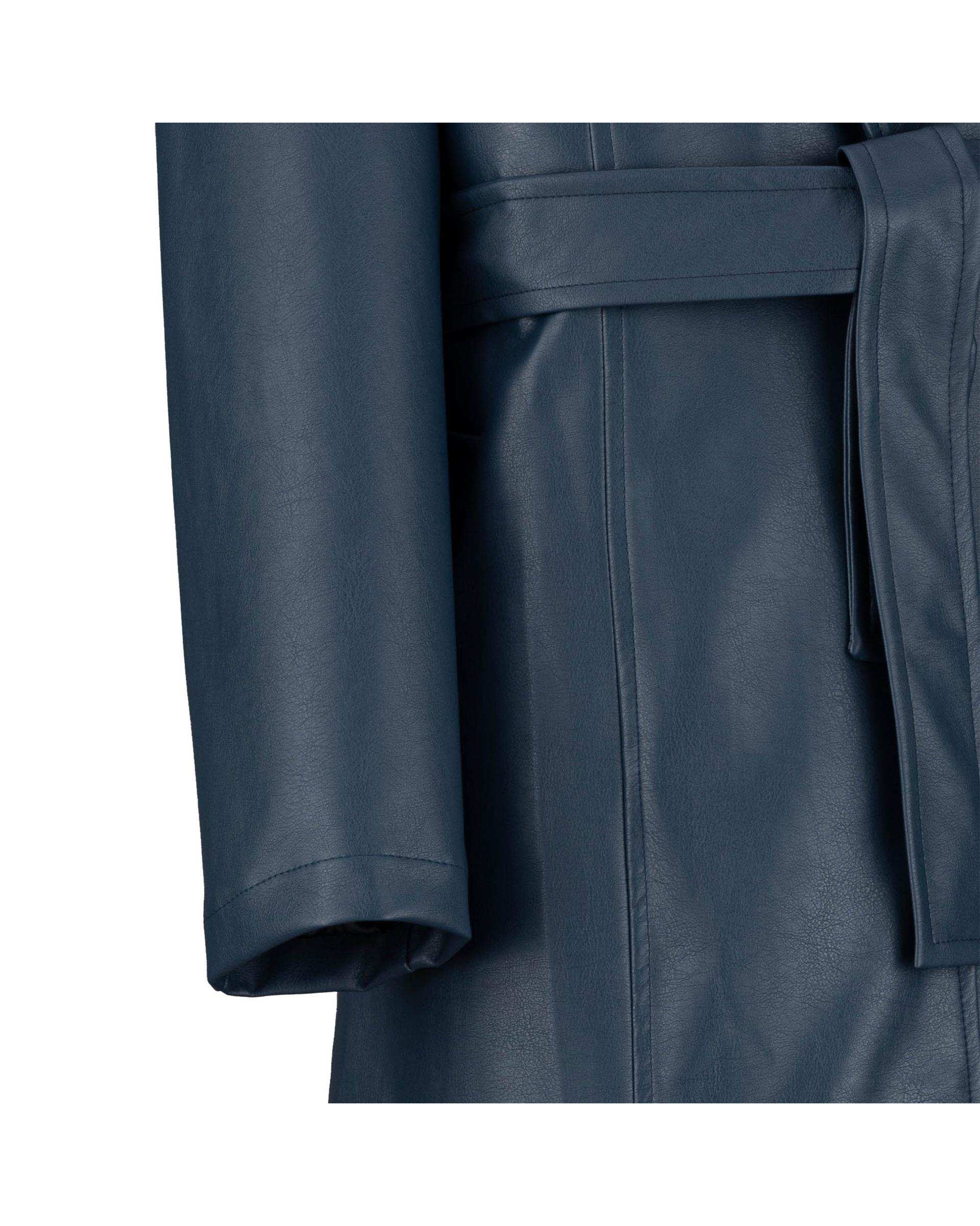 پالتو چرم زنانه آبی نفتی مدل راوین السانا Elsana کد 2392