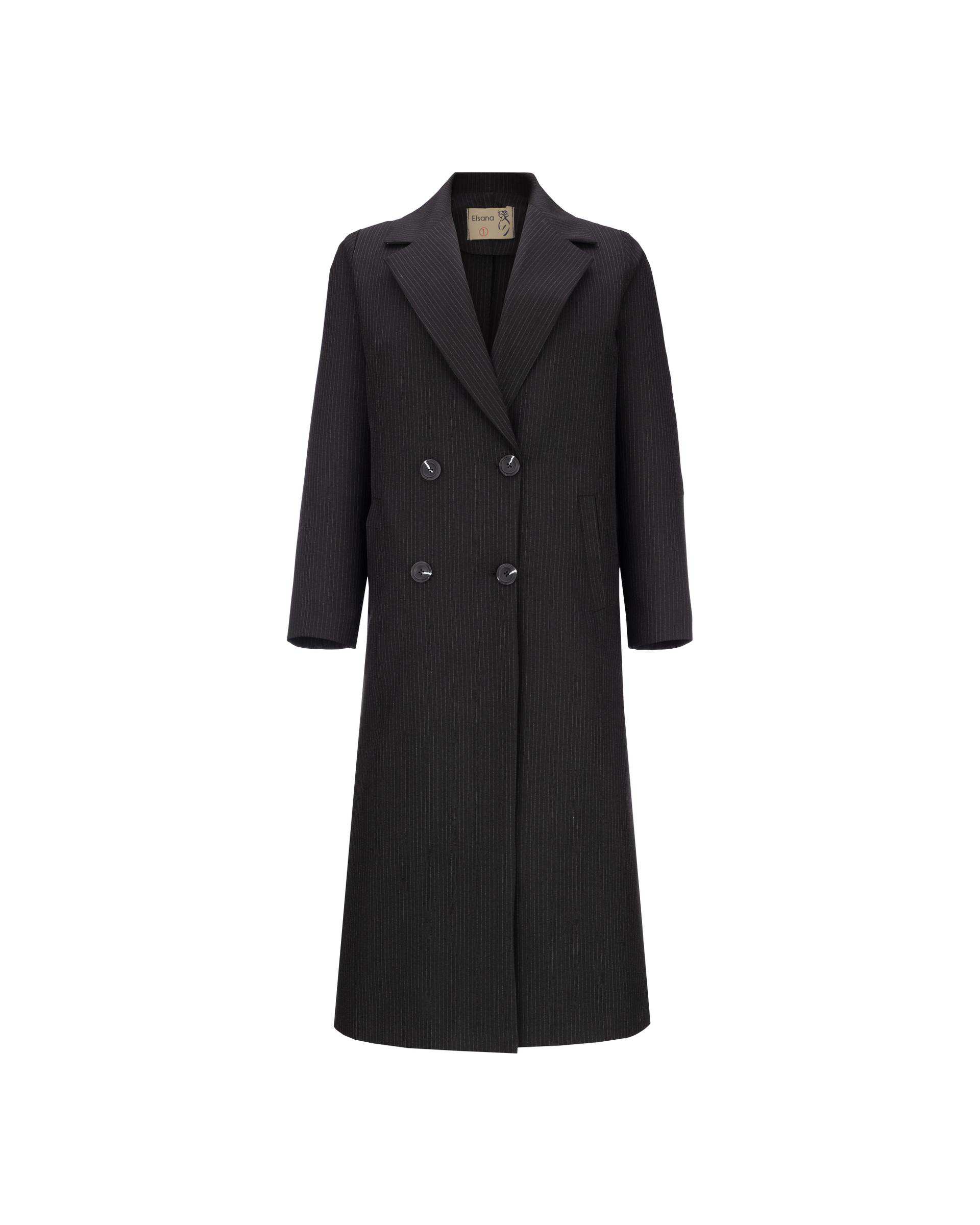 ست مانتو بلند و شلوار و جلیقه زنانه دیپلمات مشکی مدل سمیناز السانا Elsana کد 2405