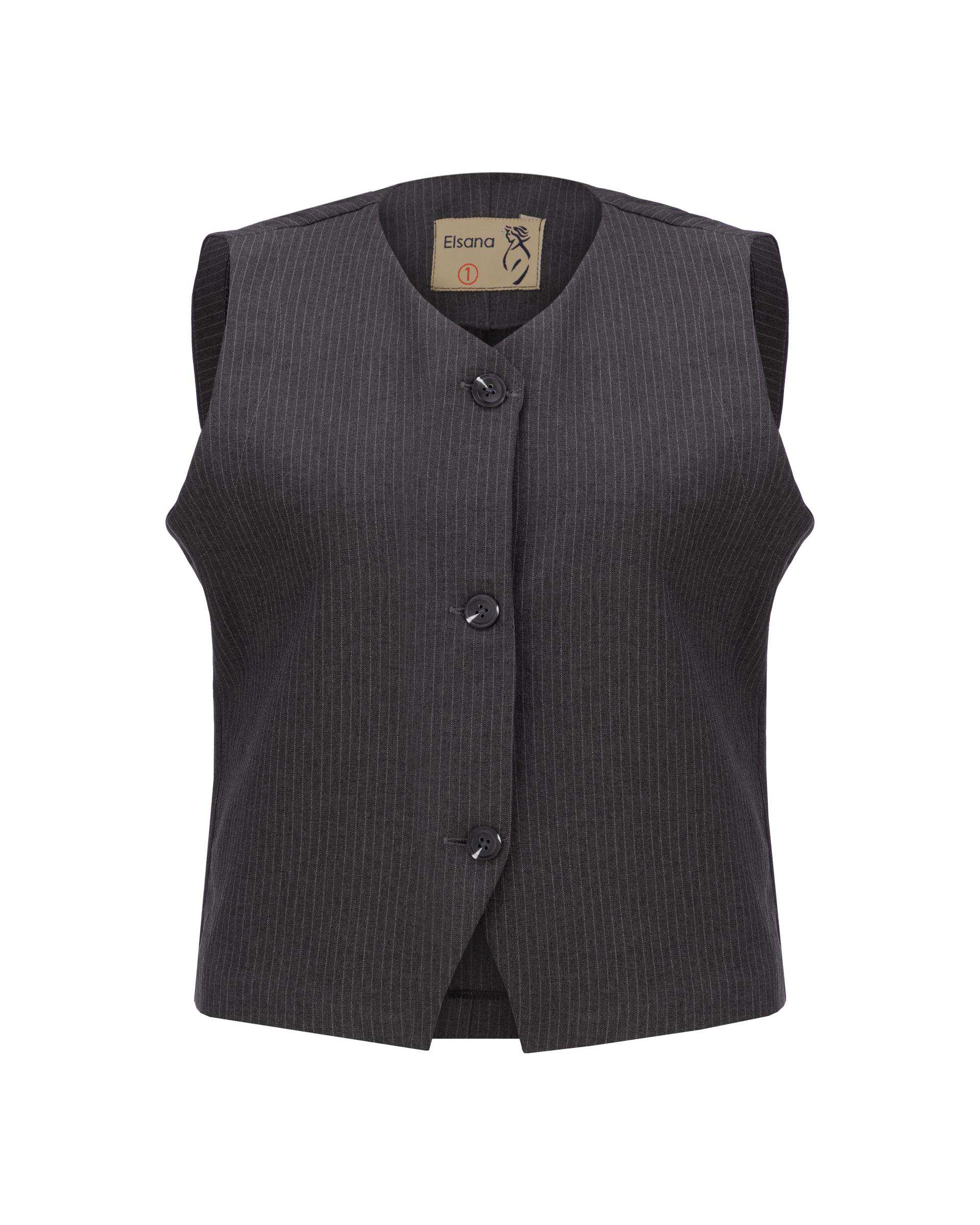 ست مانتو بلندو شلوار و جلیقه زنانه دیپلمات نوک مدادی مدل سمیناز السانا Elsana کد 2405