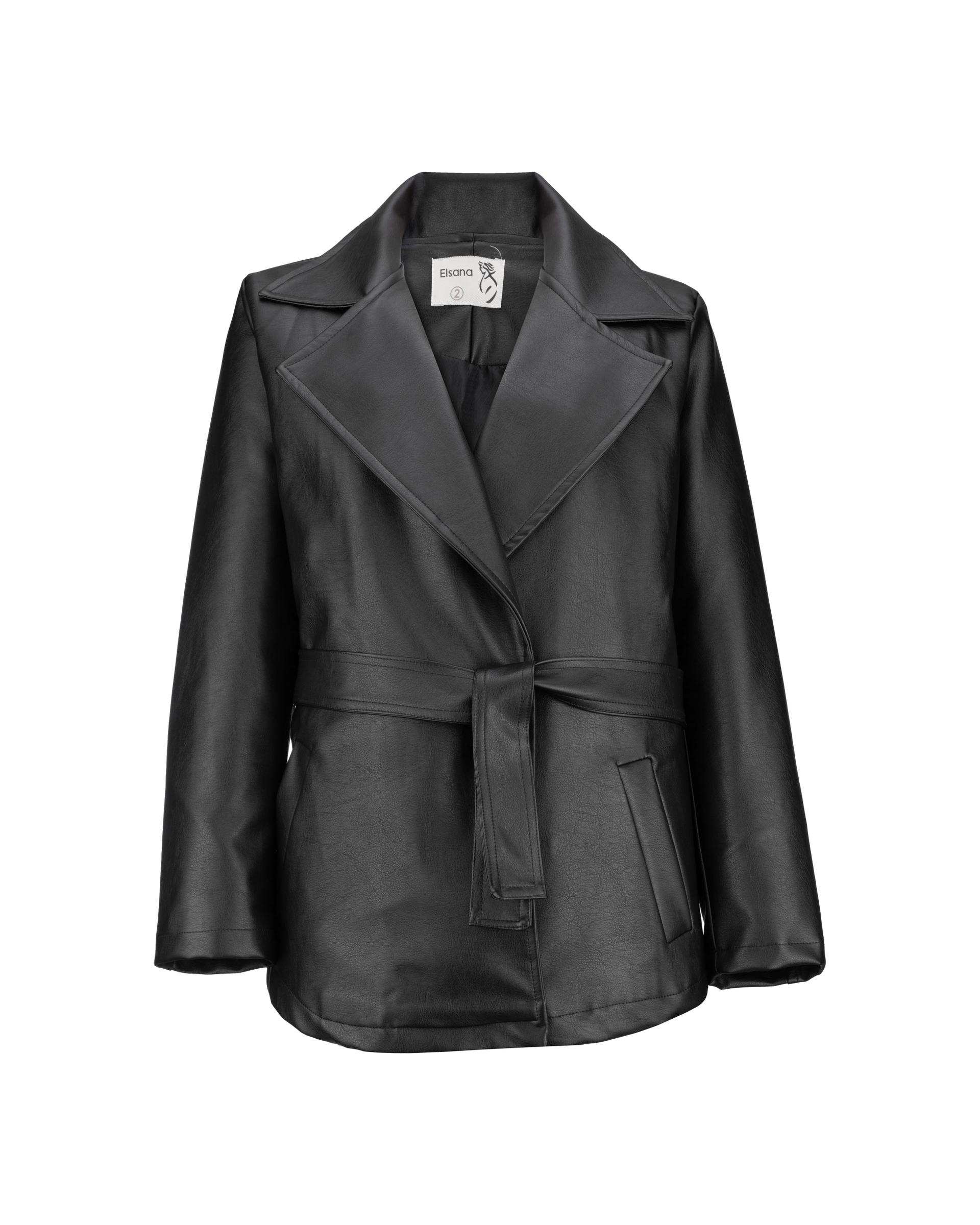 کت چرم زنانه مشکی مدل جانیس السانا Elsana کد 2411