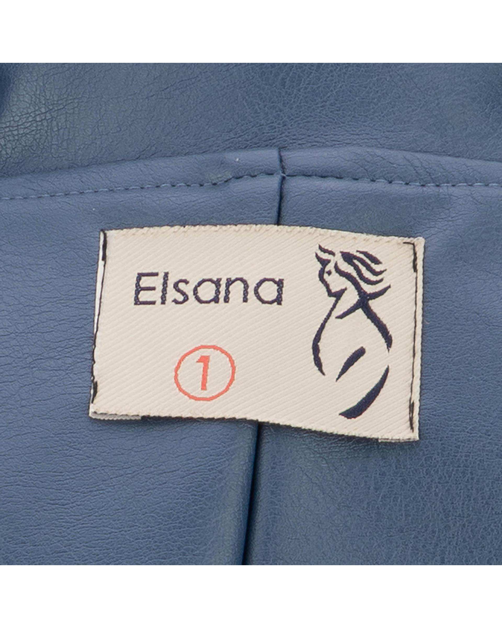 کت چرم زنانه آبی نفتی مدل جانیس السانا Elsana کد 2411