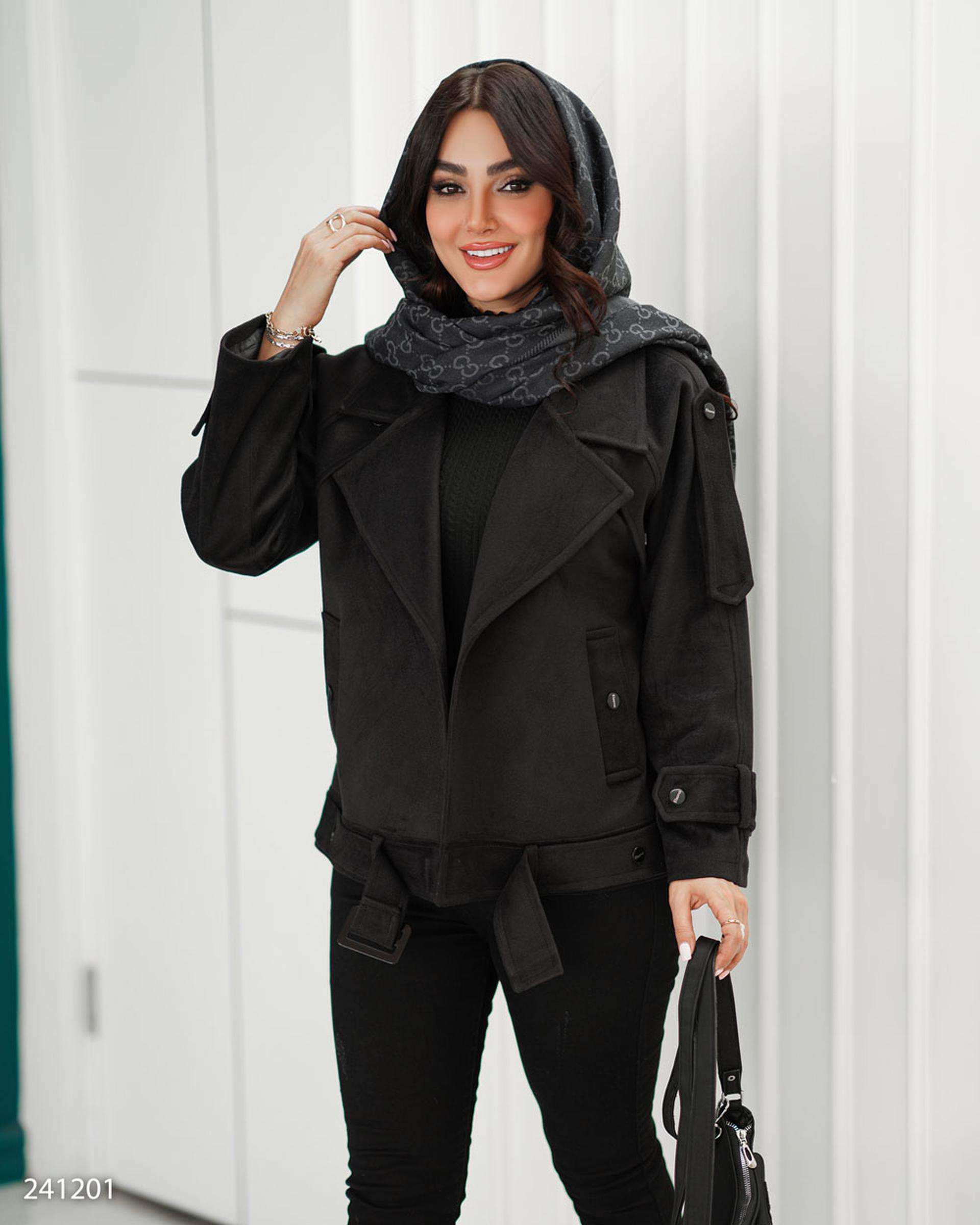 پالتو زنانه مشکی مدل شادلین السانا Elsana کد 2412