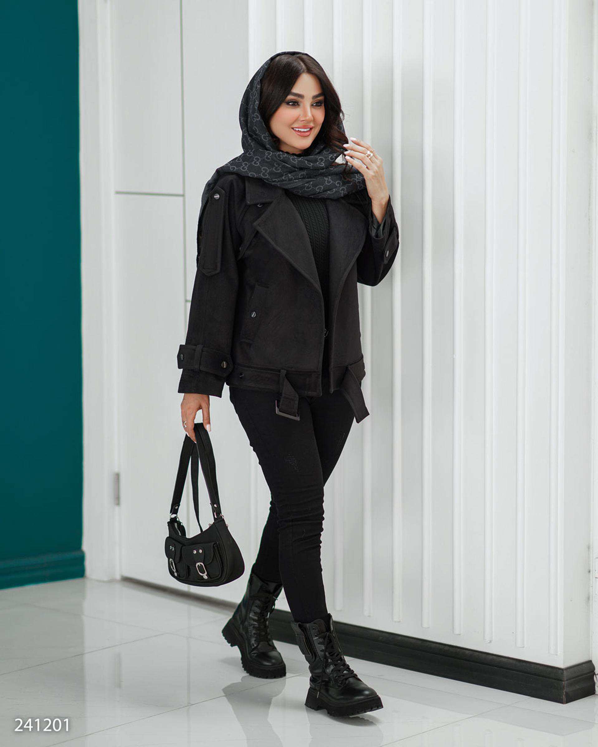 پالتو زنانه مشکی مدل شادلین السانا Elsana کد 2412