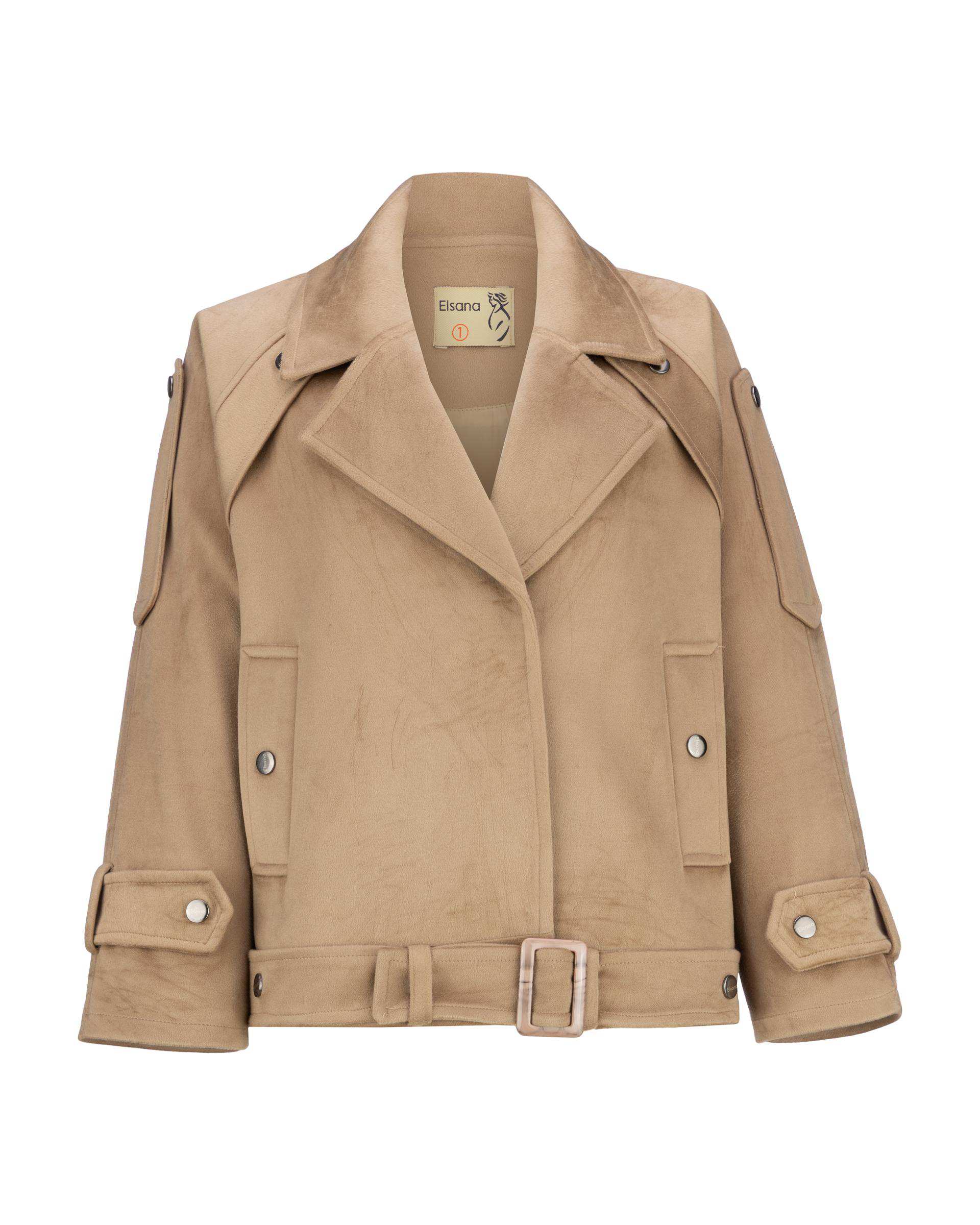 پالتو زنانه نسکافه ای مدل شادلین السانا Elsana کد 2412