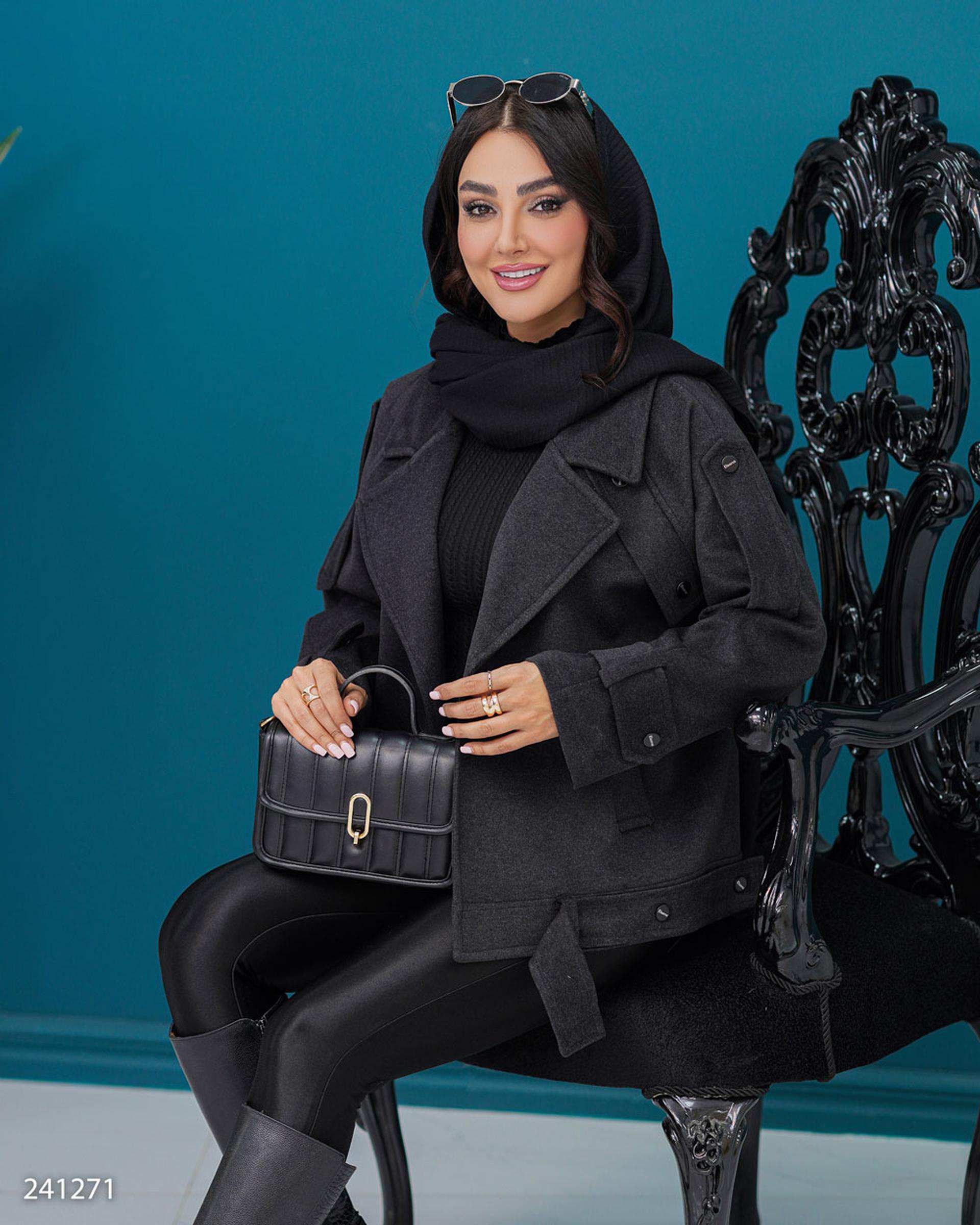 پالتو زنانه زغالی مدل شادلین السانا Elsana کد 2412