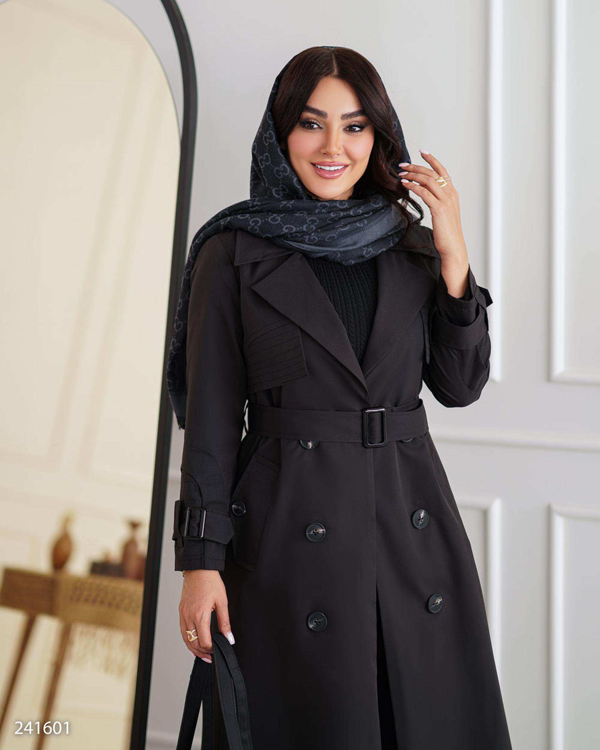 بارانی بلند  زنانه مشکی مدل رامسین السانا Elsana کد 2416