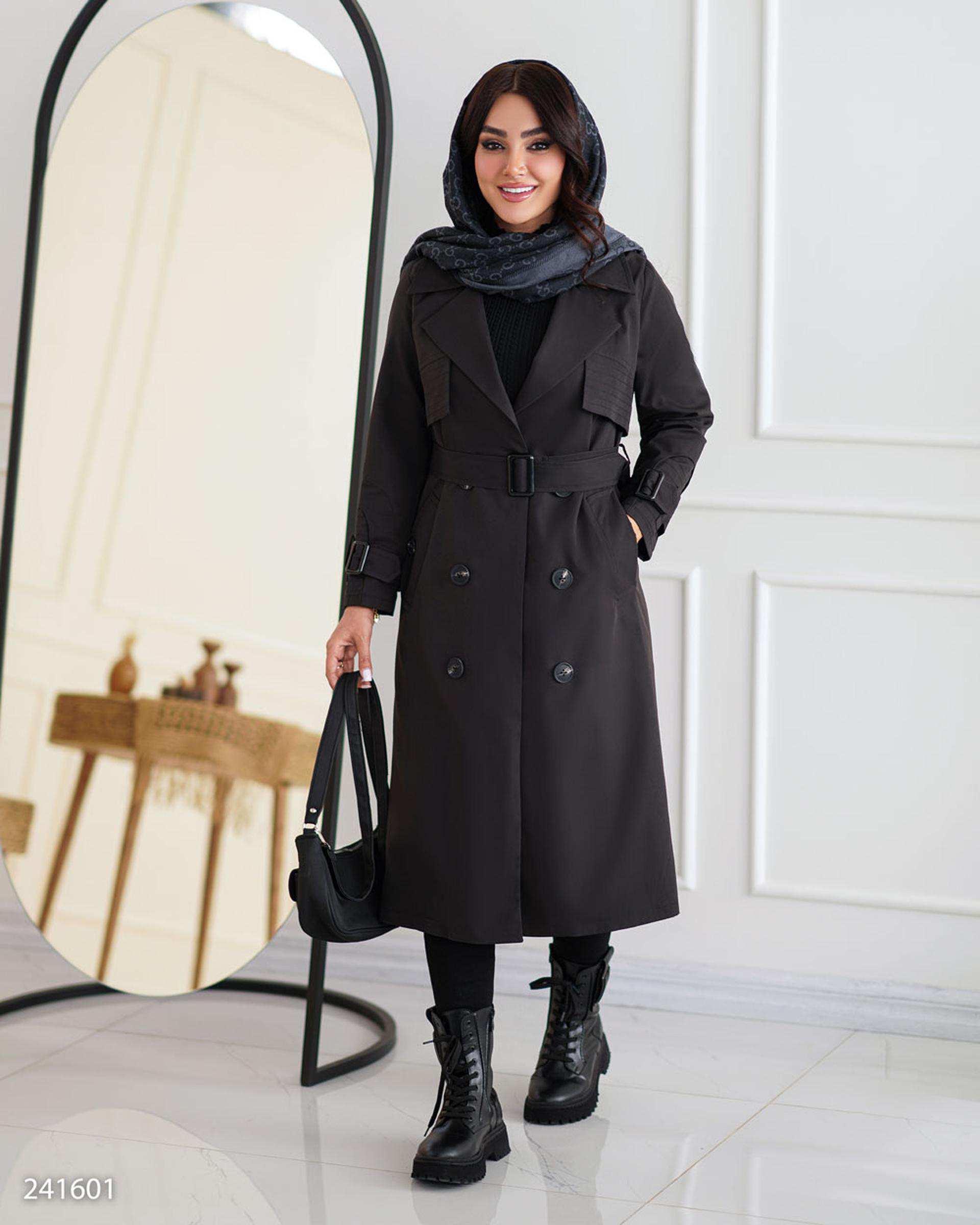 بارانی بلند  زنانه مشکی مدل رامسین السانا Elsana کد 2416