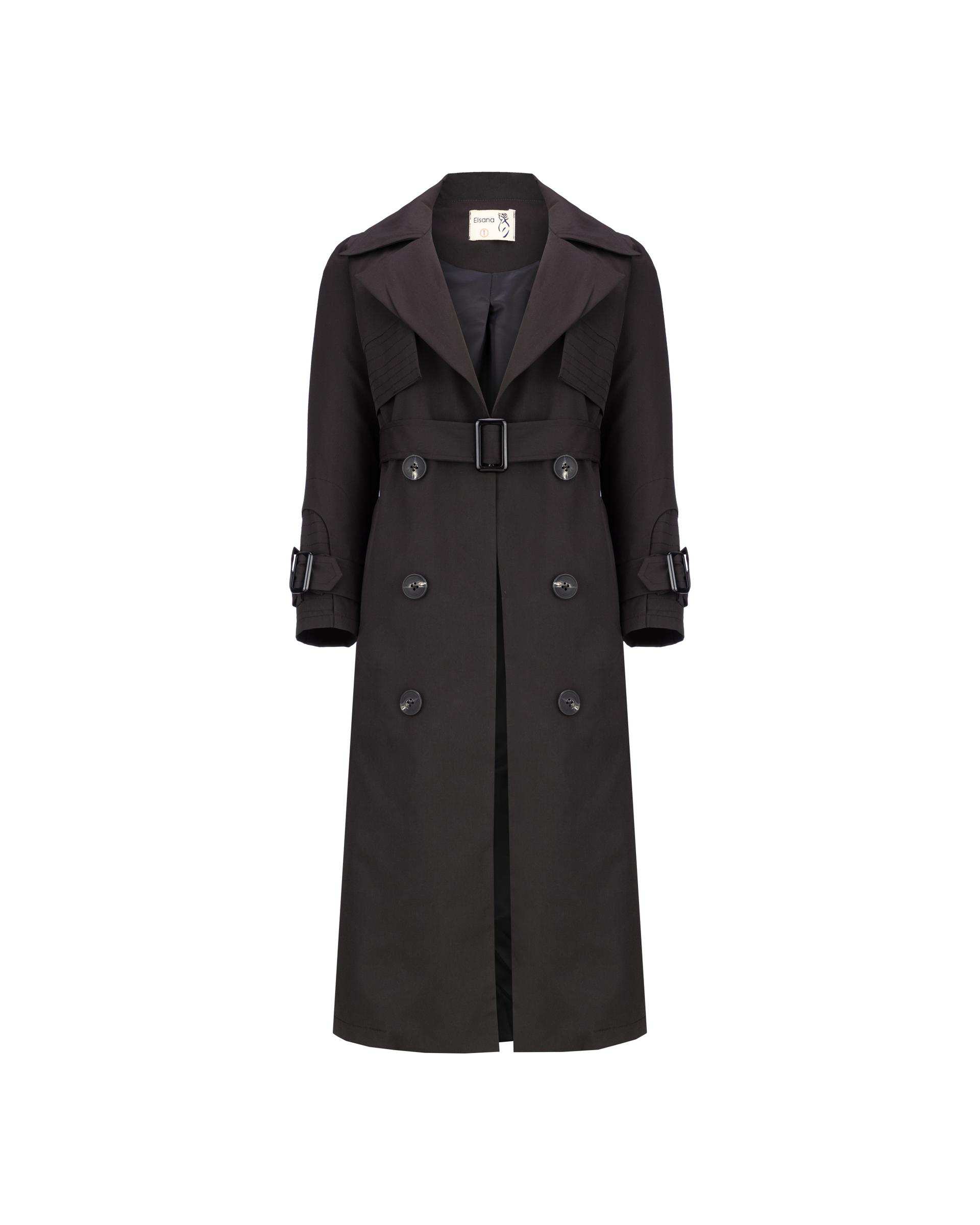 بارانی بلند  زنانه مشکی مدل رامسین السانا Elsana کد 2416