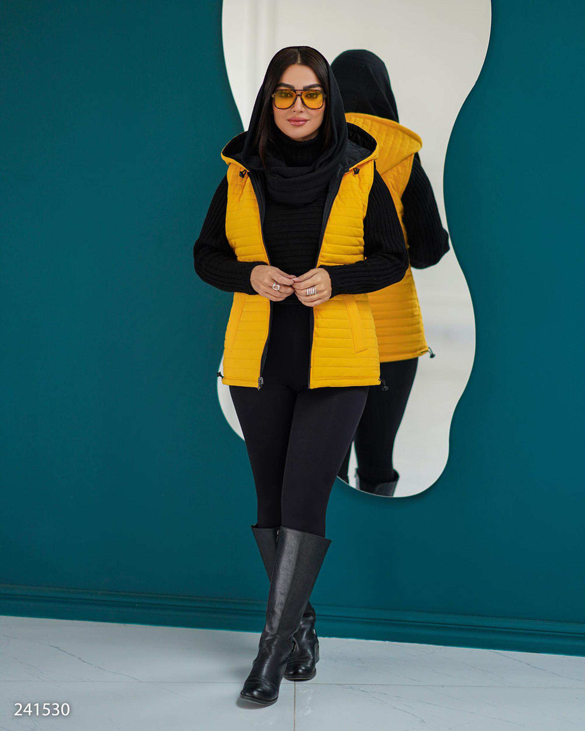 پافر زنانه دورو خردلی مدل بهرانوش السانا Elsana کد 2415