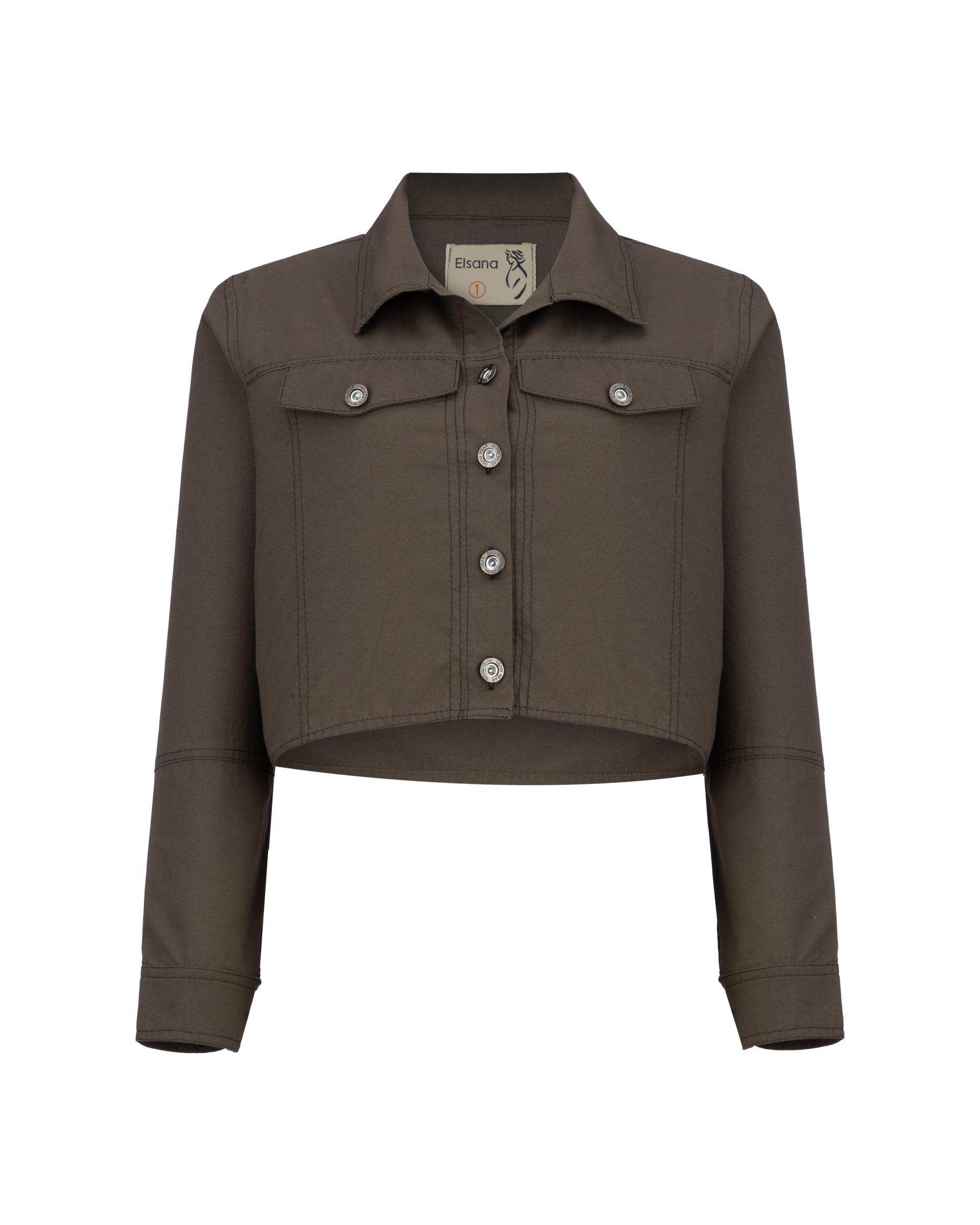 ست کت کراپ و شلوار زنانه سبز یشمی مدل آرتیمان السانا Elsana کد 2417