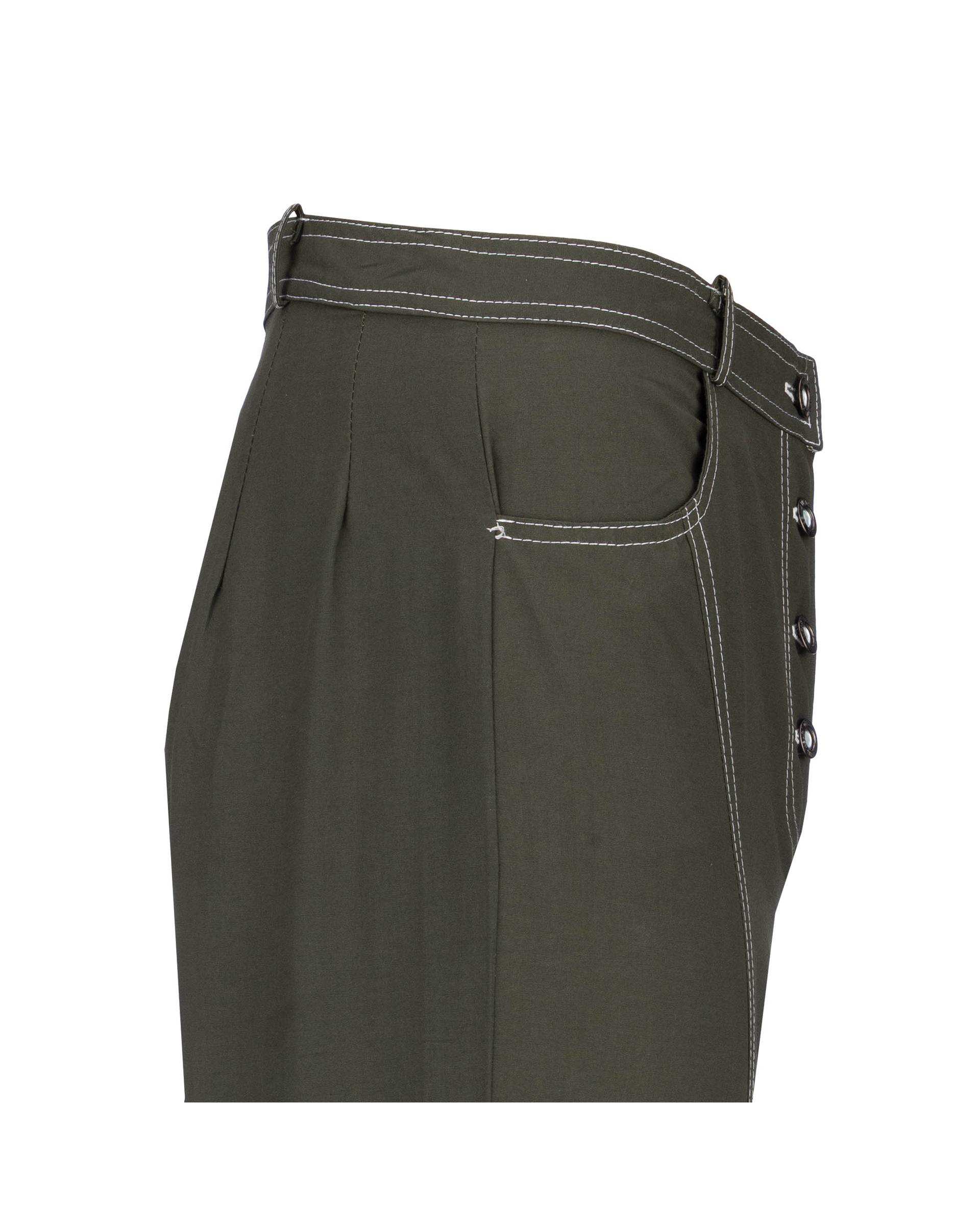 ست کت کراپ و شلوار زنانه سبز زیتونی مدل آرتیمان السانا Elsana کد 2417