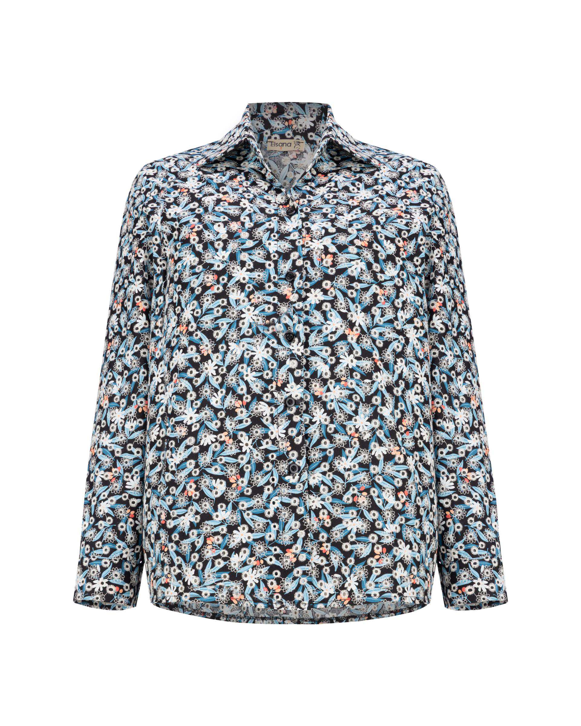 شومیز زنانه مشکی آبی مدل لعیا السانا Elsana کد 2420