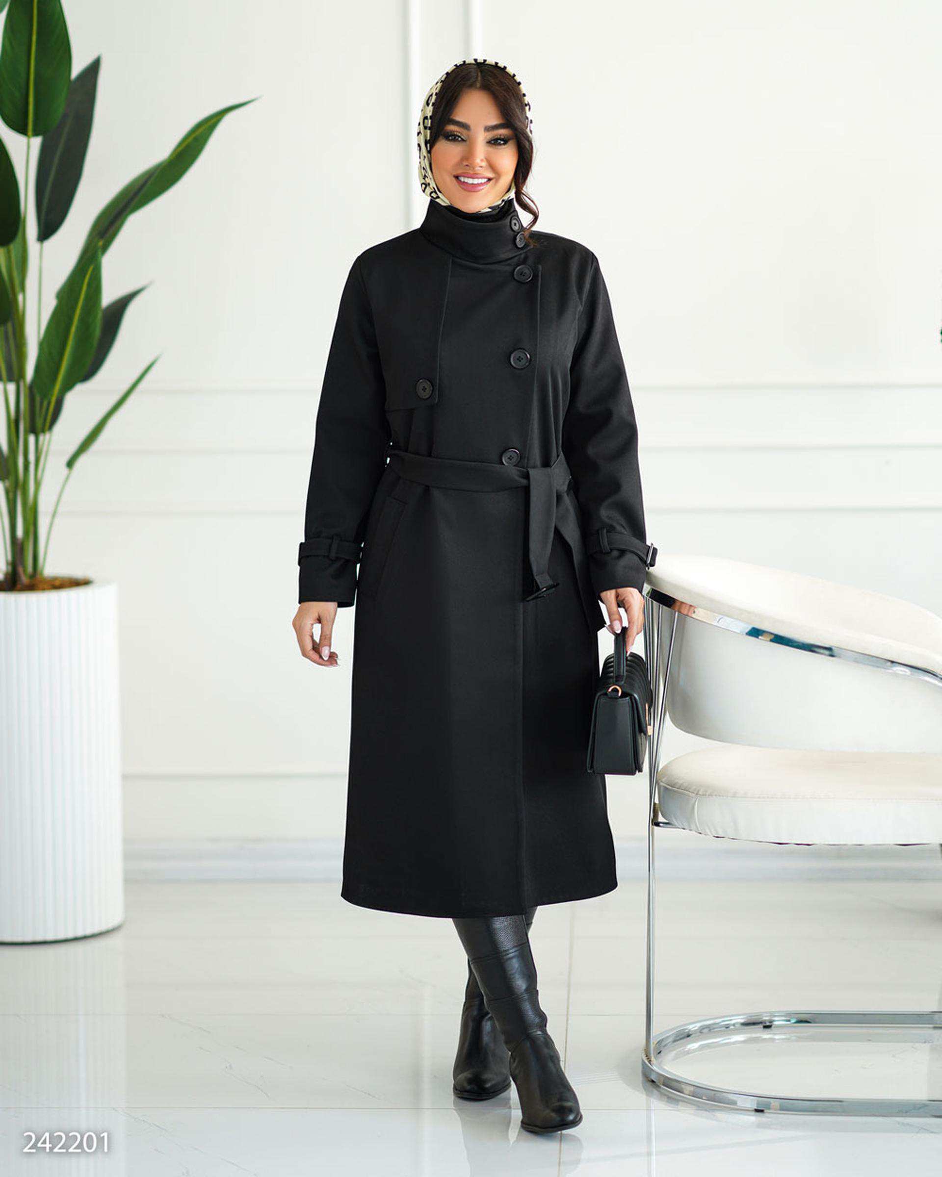 بارانی بلند زنانه مشکی مدل گلارین السانا Elsana کد 2422