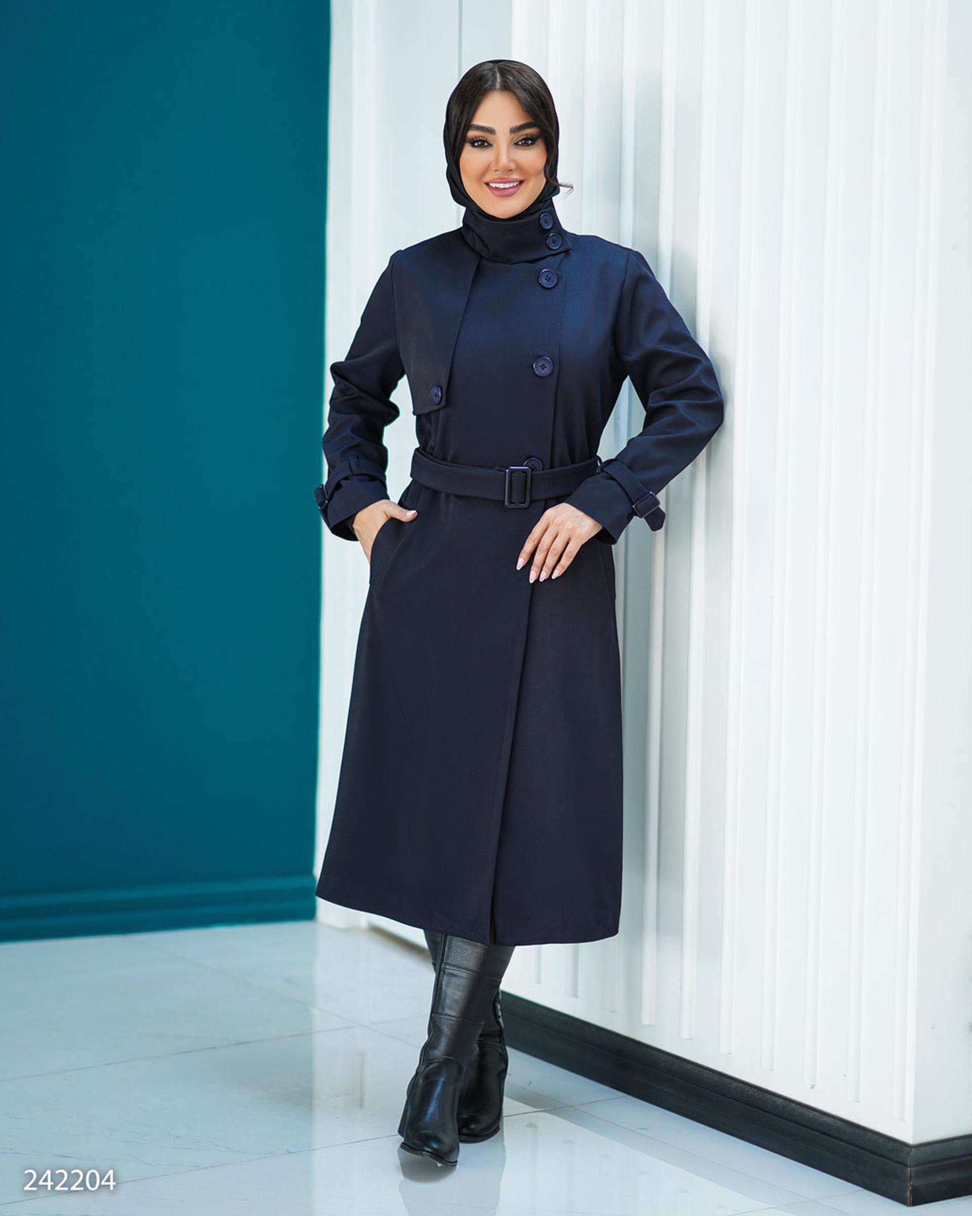 بارانی بلند زنانه سرمه ای مدل گلارین السانا Elsana کد 2422