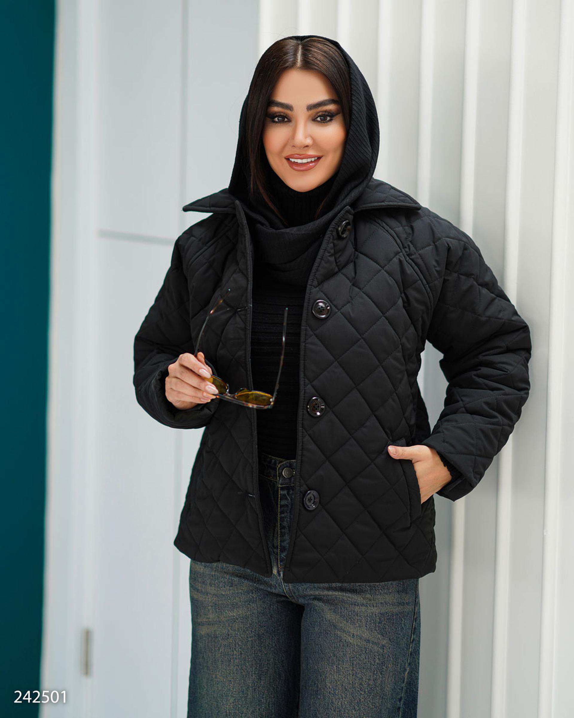 کاپشن زنانه مشکی مدل فریهام السانا Elsana کد 2425