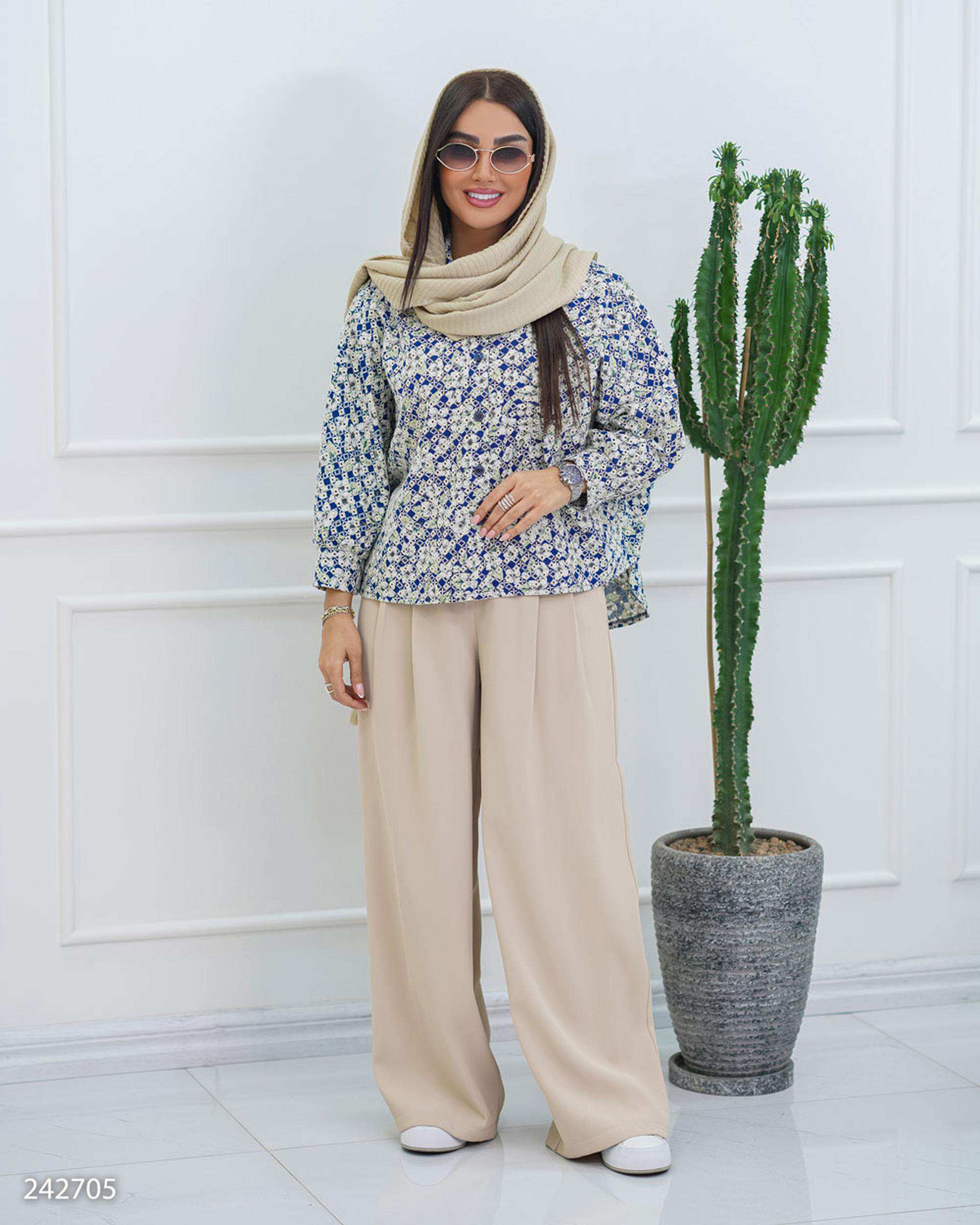 شومیز زنانه خامه دوزی آبی نفتی مدل آوانا السانا Elsana کد 2427