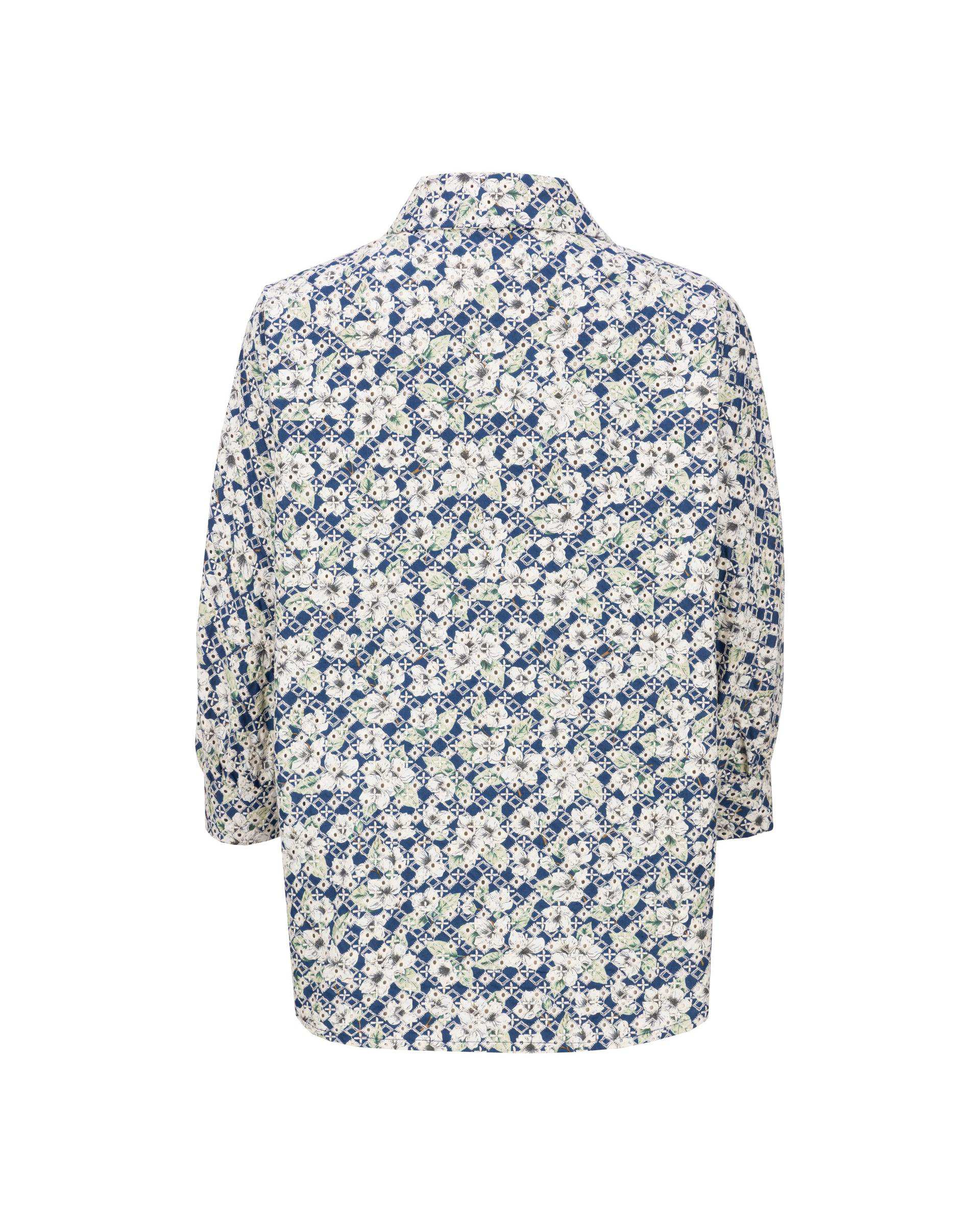 شومیز زنانه خامه دوزی آبی نفتی مدل آوانا السانا Elsana کد 2427