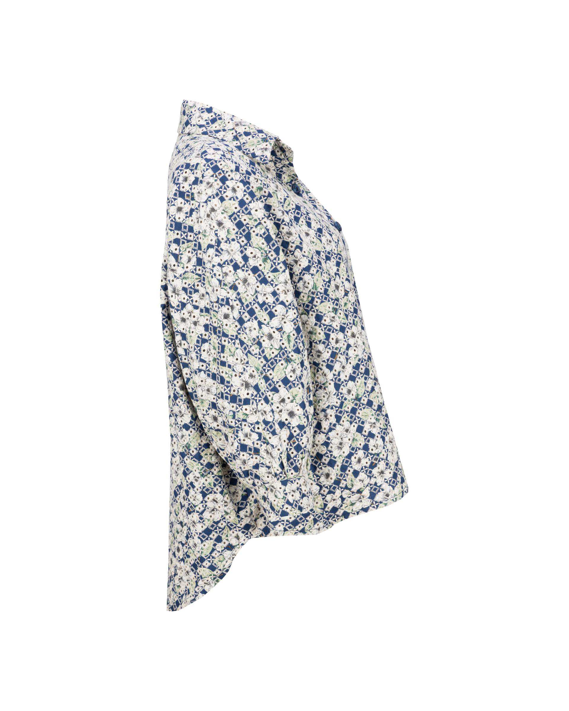 شومیز زنانه خامه دوزی آبی نفتی مدل آوانا السانا Elsana کد 2427