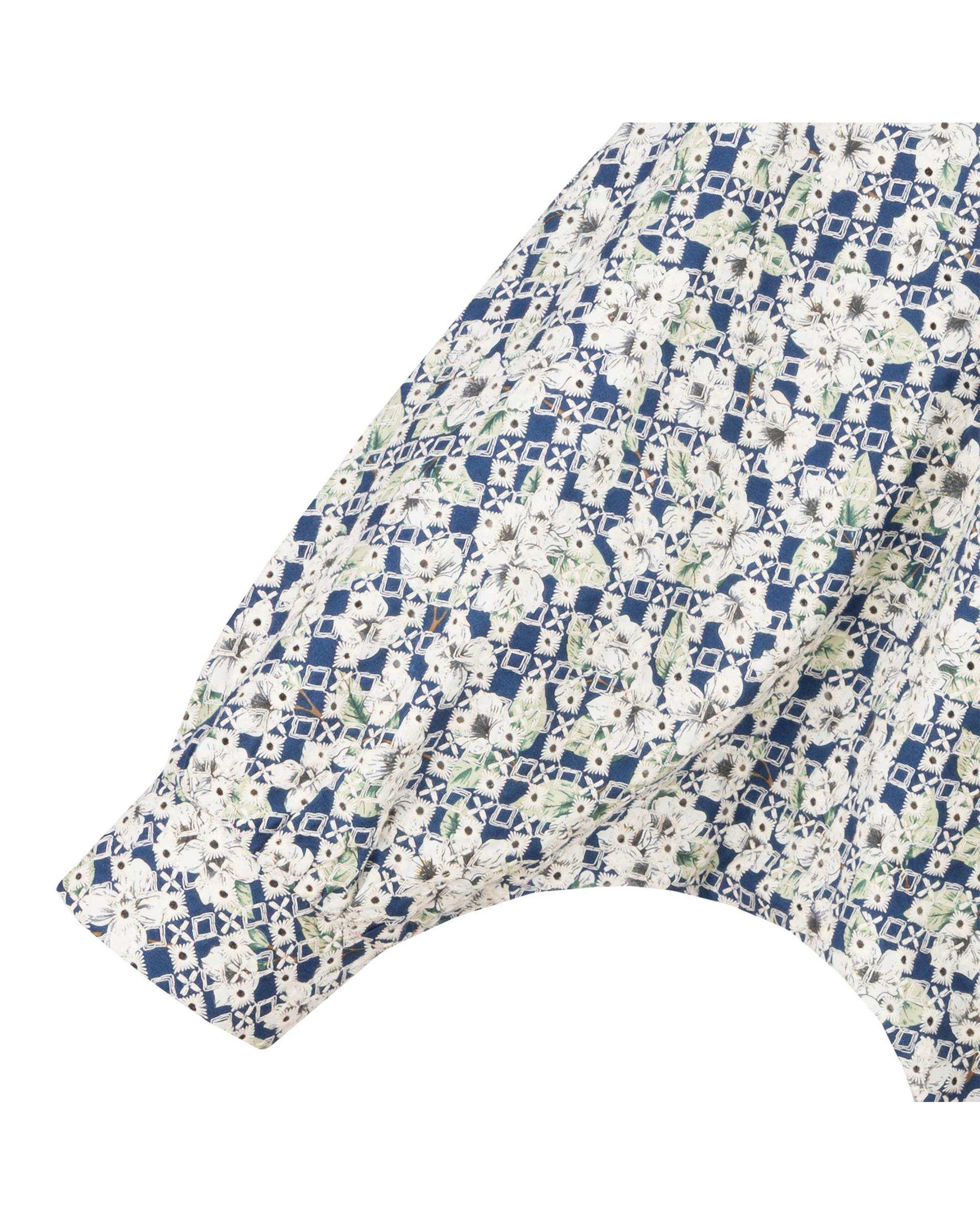 شومیز زنانه خامه دوزی آبی نفتی مدل آوانا السانا Elsana کد 2427