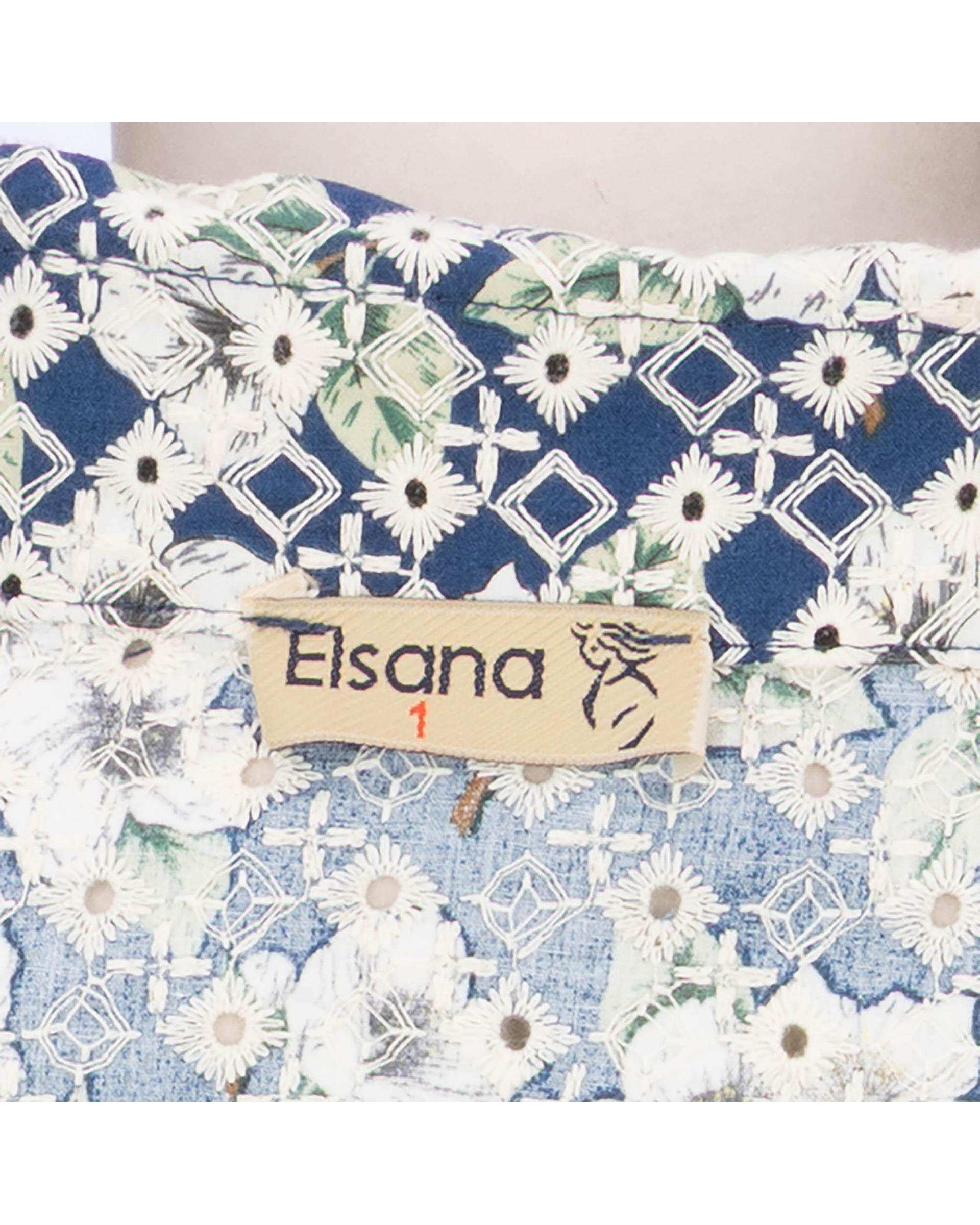 شومیز زنانه خامه دوزی آبی نفتی مدل آوانا السانا Elsana کد 2427