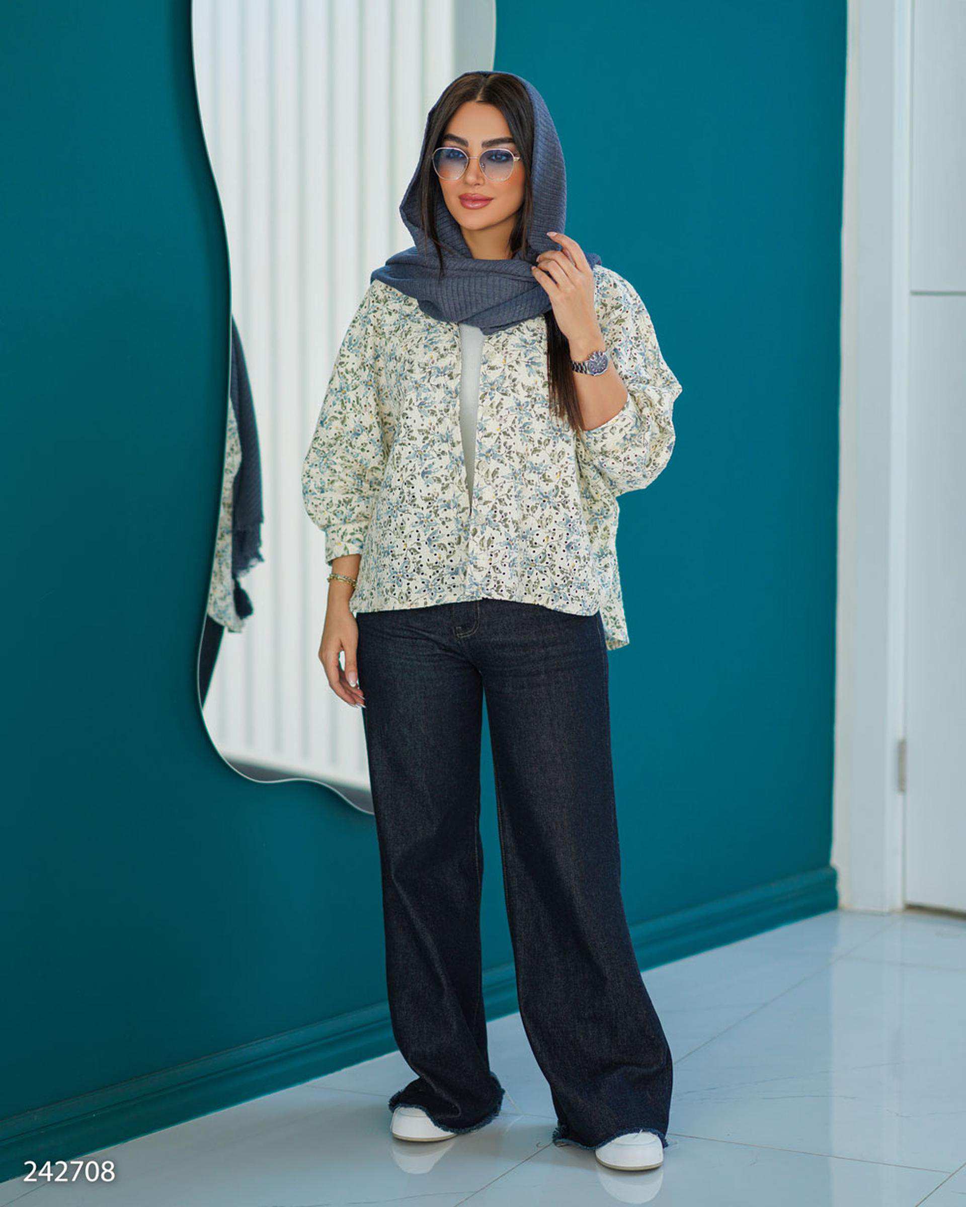 شومیز زنانه خامه دوزی کرم مدل آوانا السانا Elsana کد 2427