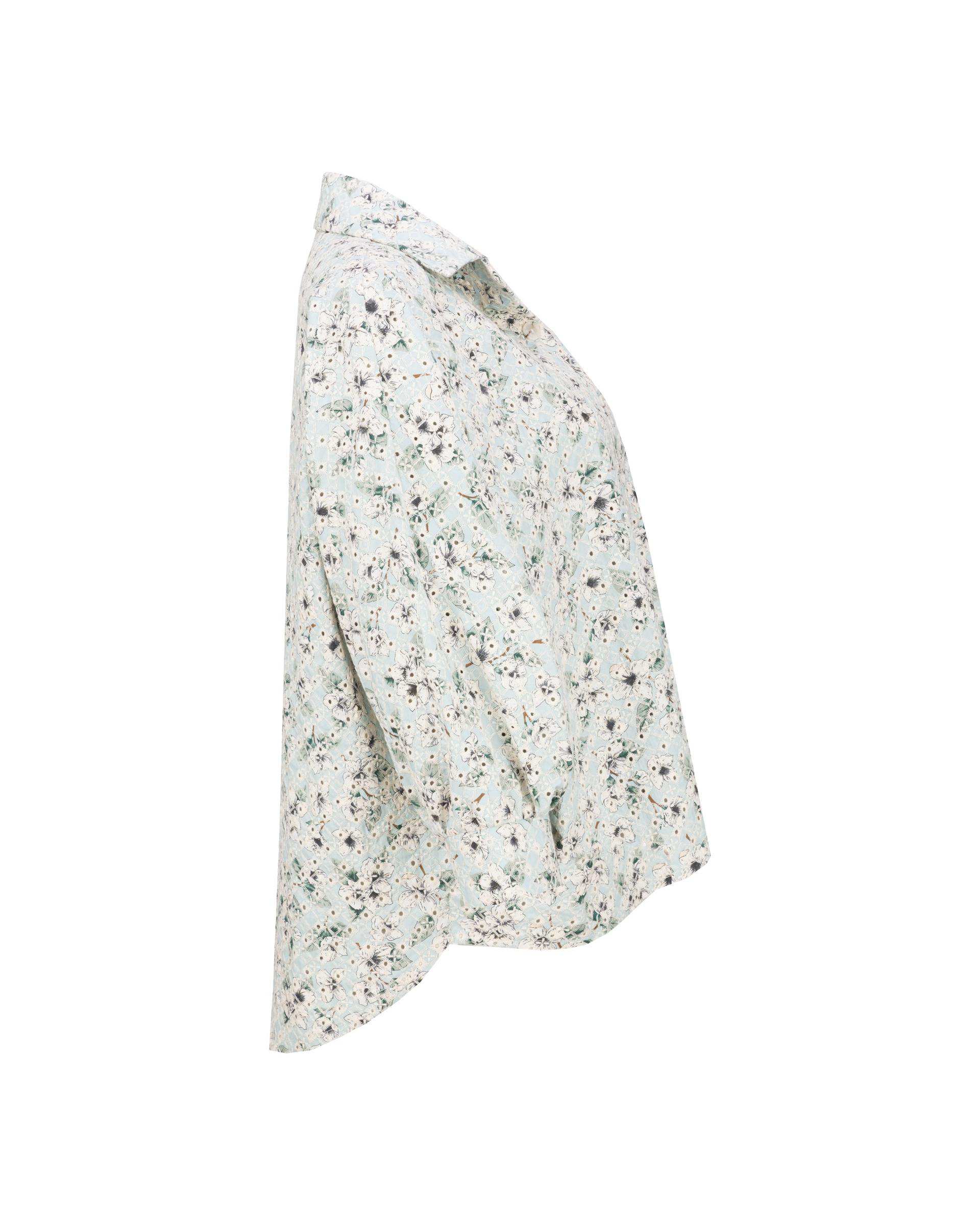 شومیز زنانه خامه دوزی سبزآبی مدل آوانا السانا Elsana کد 2427