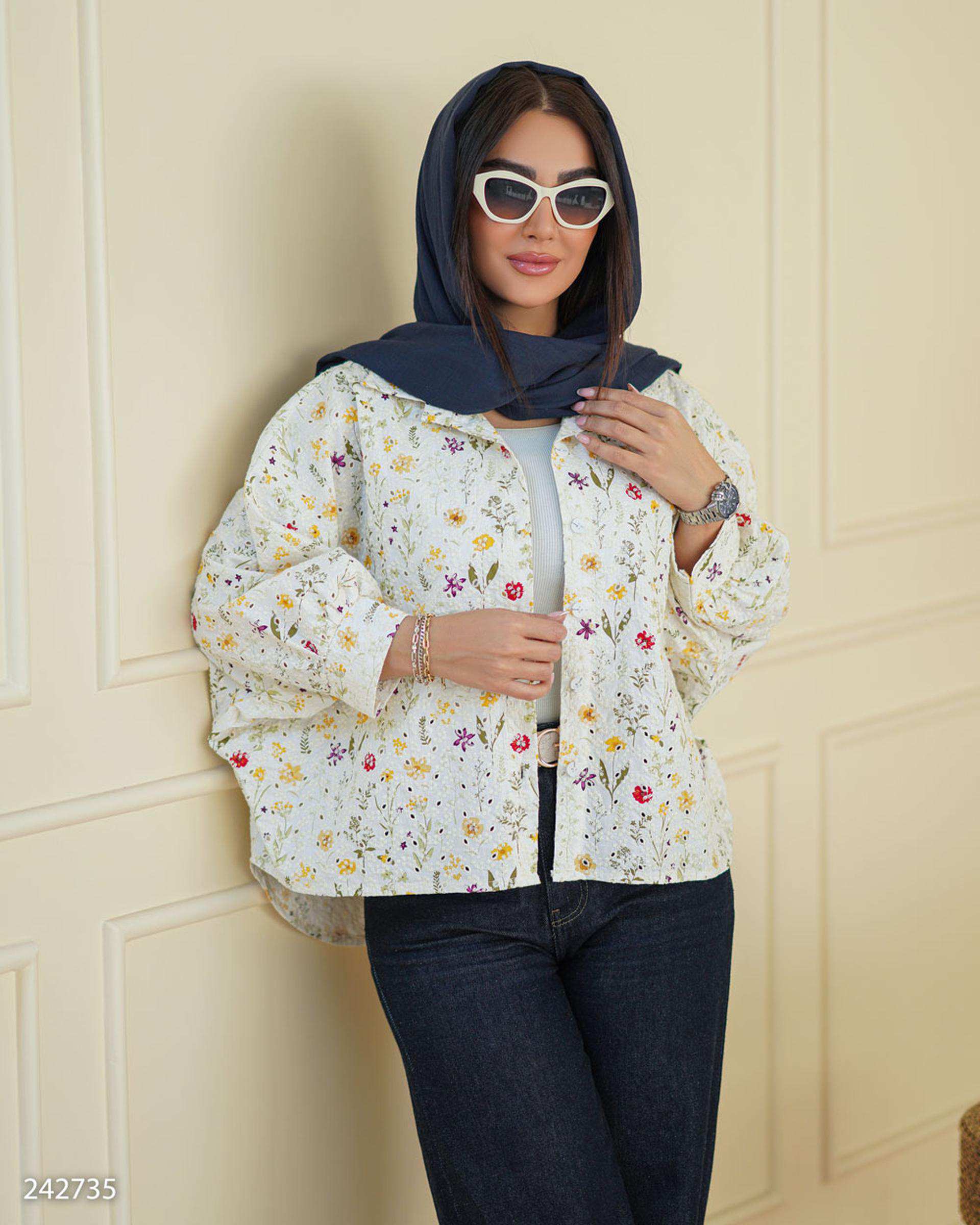 شومیز زنانه خامه دوزی سفید مدل آوانا السانا Elsana کد 2427