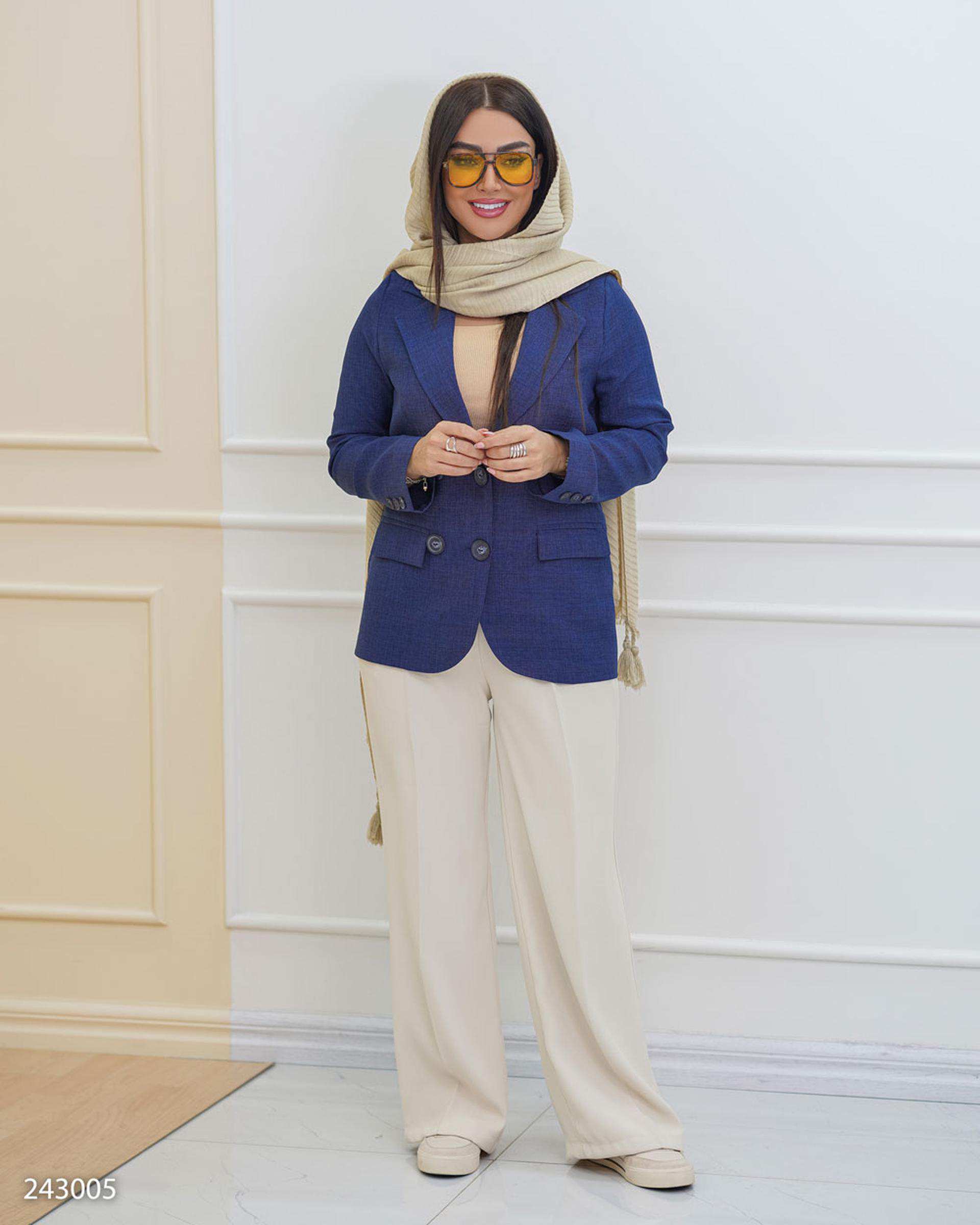 کت زنانه آبی نفتی مدل پرنیکا السانا Elsana کد 2430