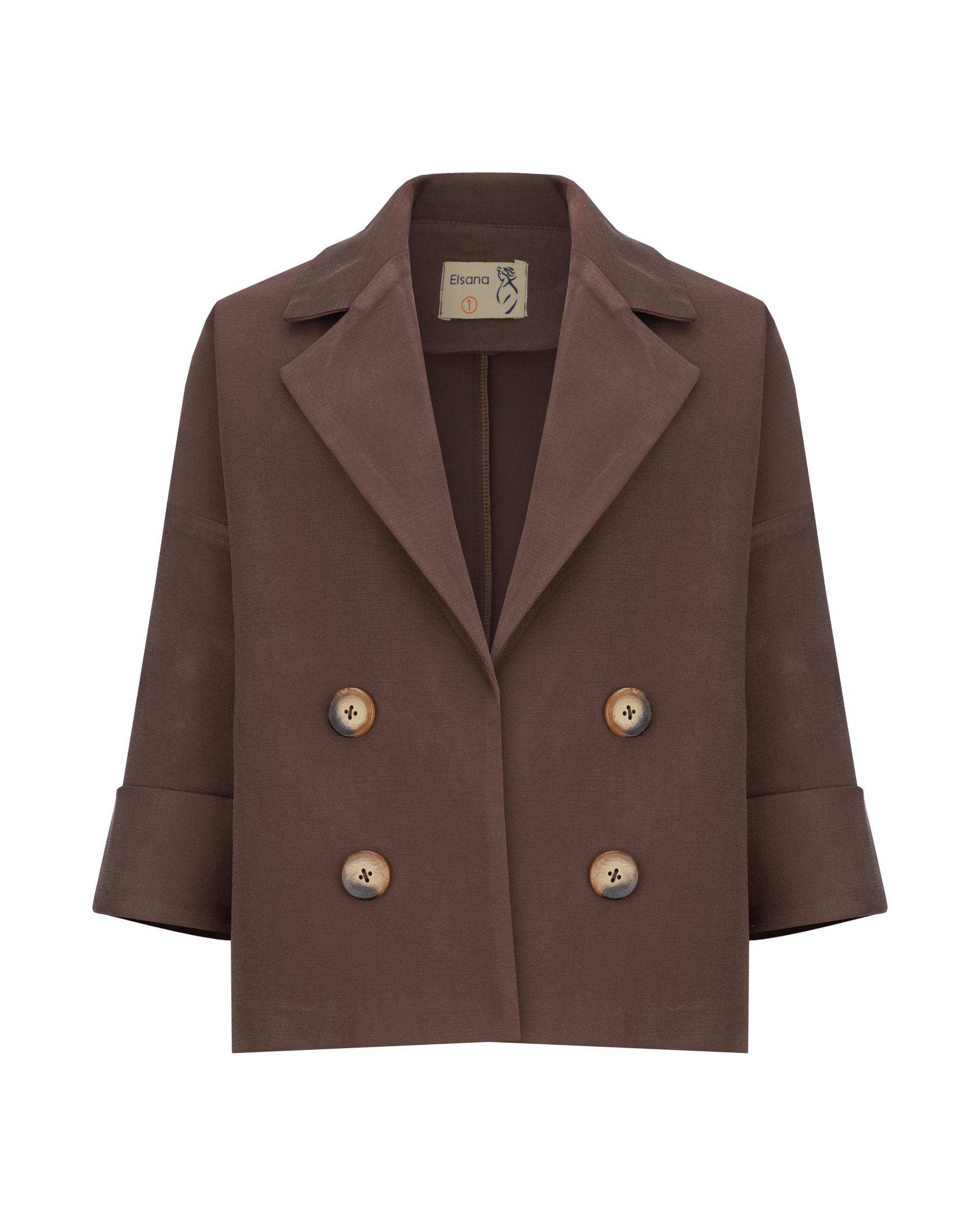 کت کراپ زنانه قهوه ای مدل نور السانا Elsana کد 2431