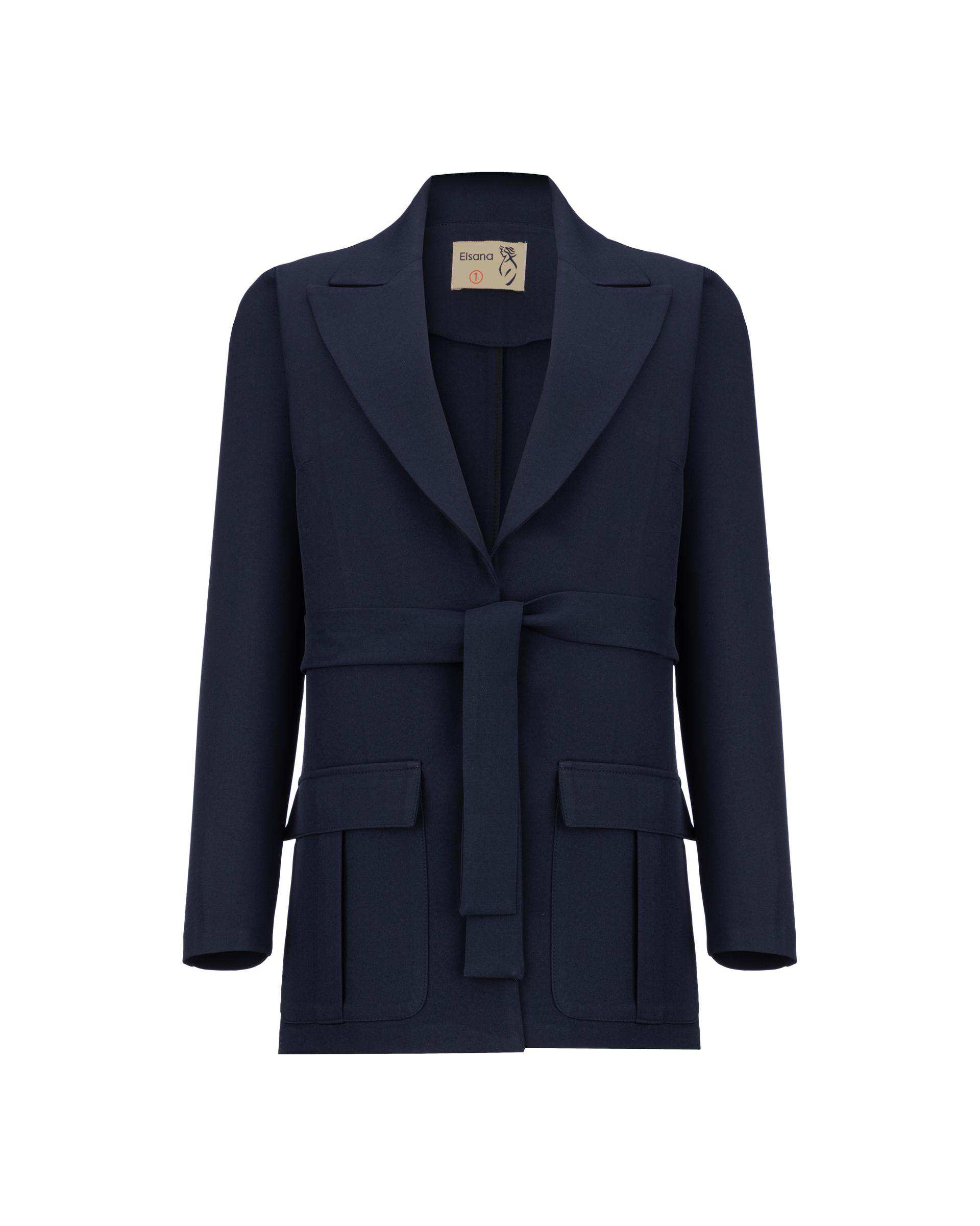 مانتو کتی زنانه سرمه ای مدل فرهام السانا Elsana کد 2439