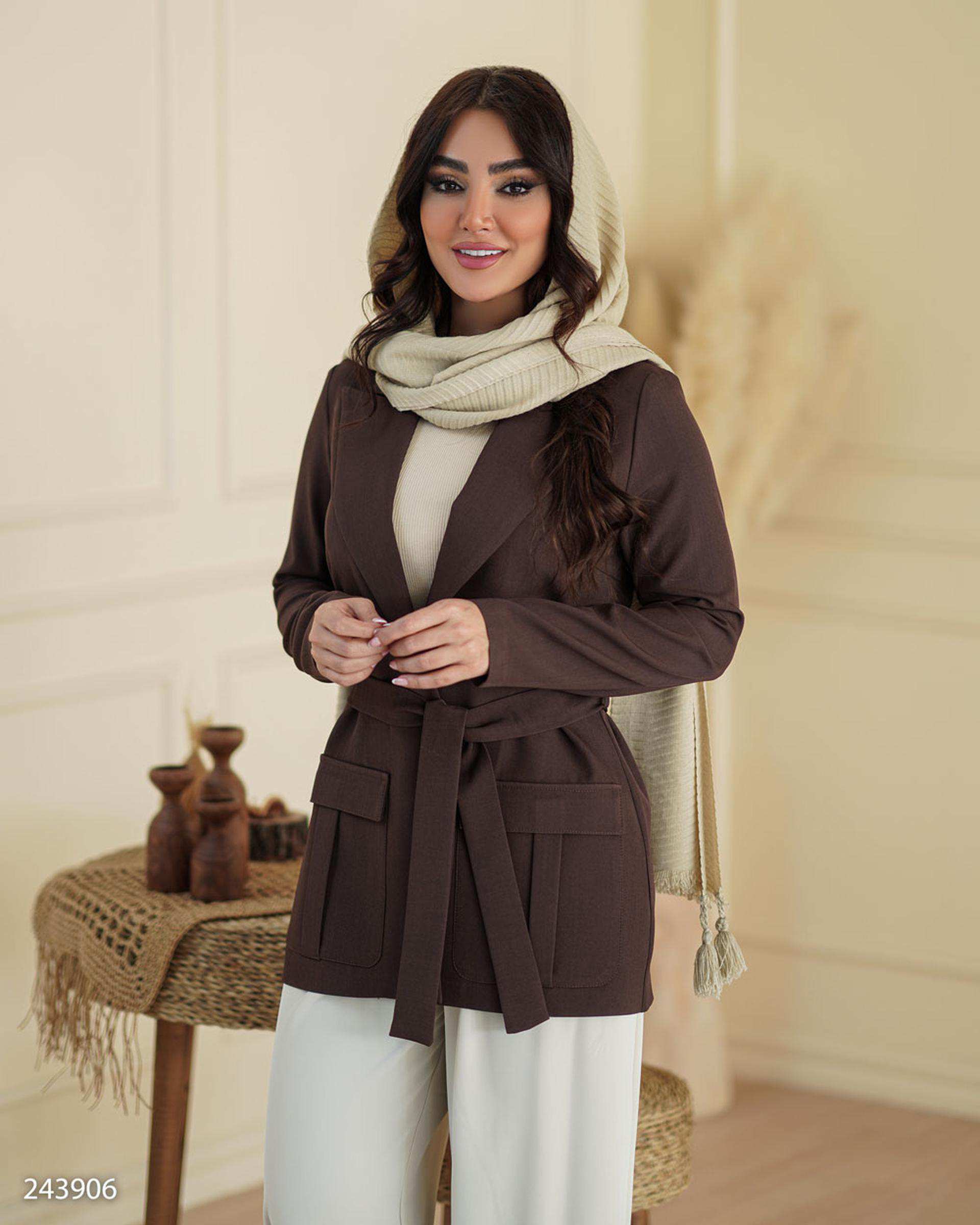 مانتو کتی زنانه قهوه ای مدل فرهام السانا Elsana کد 2439