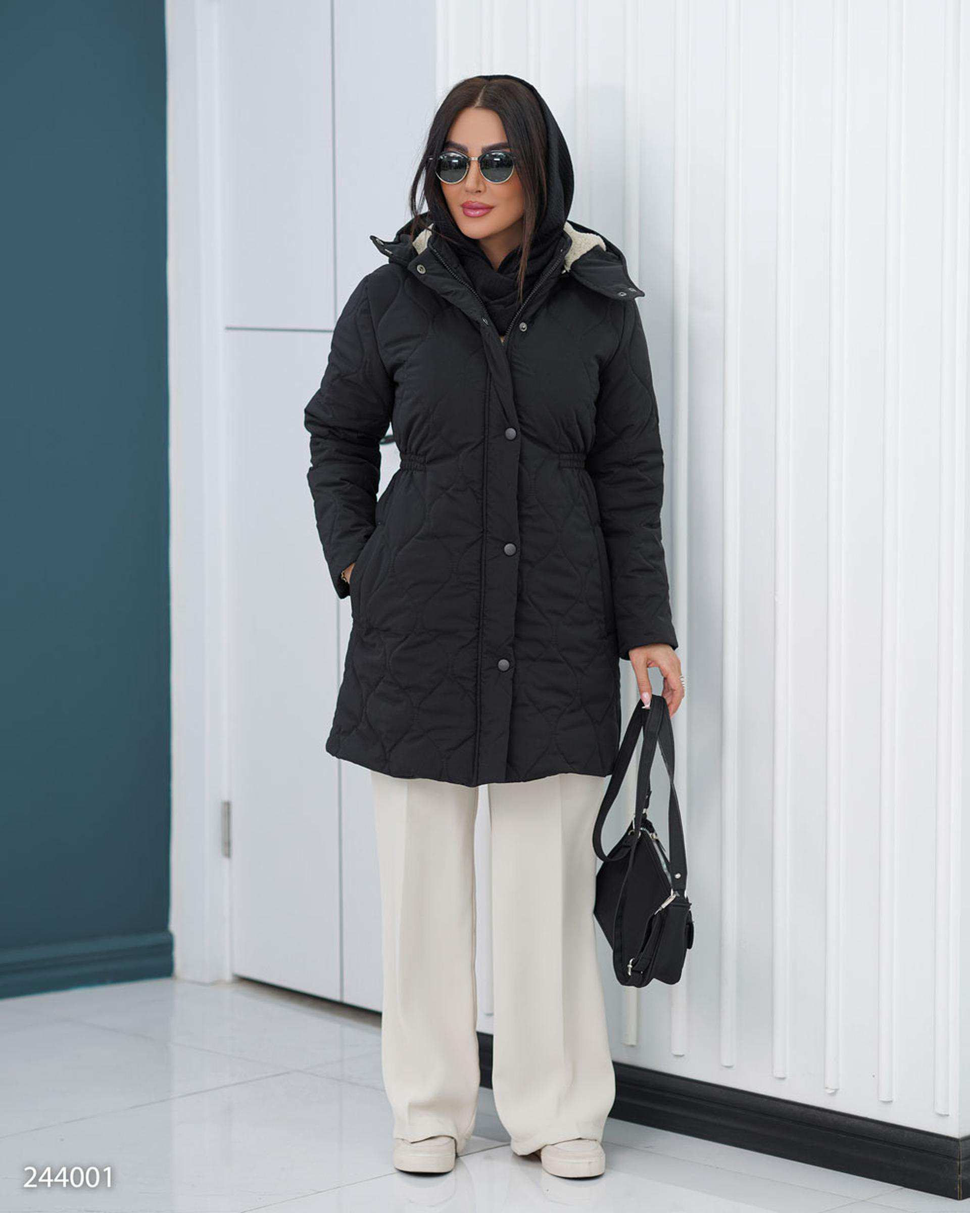 کاپشن زنانه مشکی مدل راشن السانا Elsana کد 2440