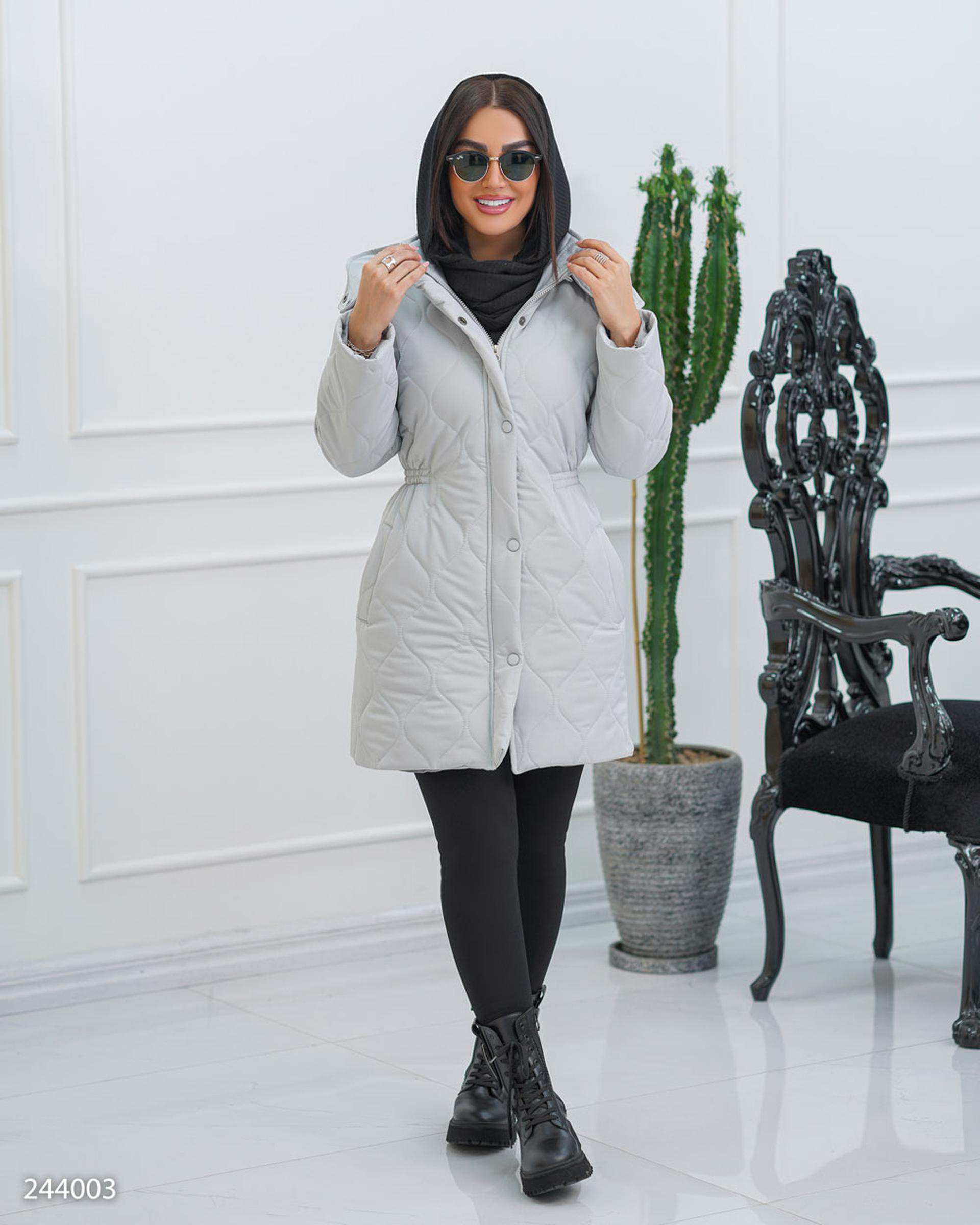 کاپشن زنانه طوسی روشن مدل راشن السانا Elsana کد 2440