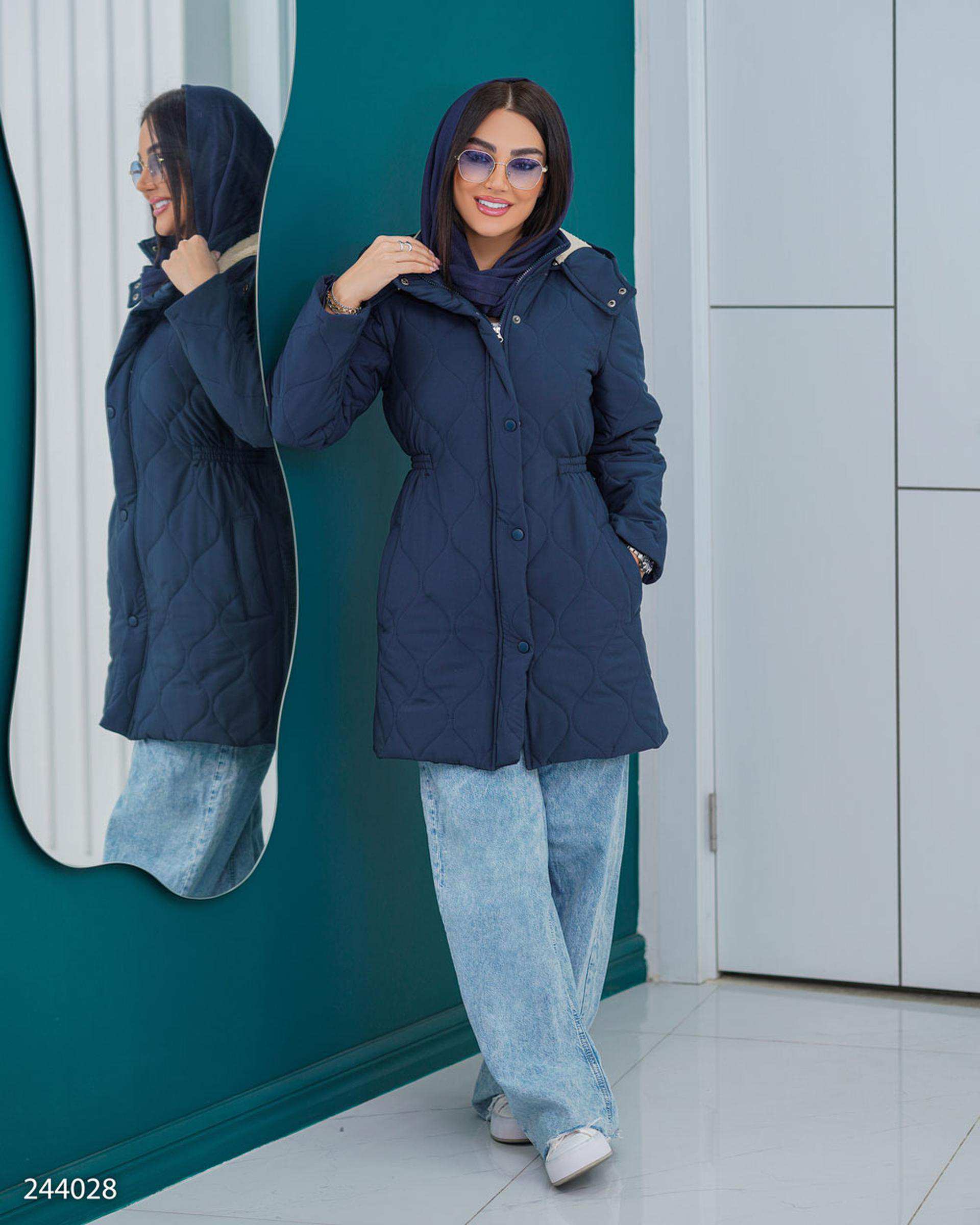 کاپشن زنانه سرمه ای تیره مدل راشن السانا Elsana کد 2440