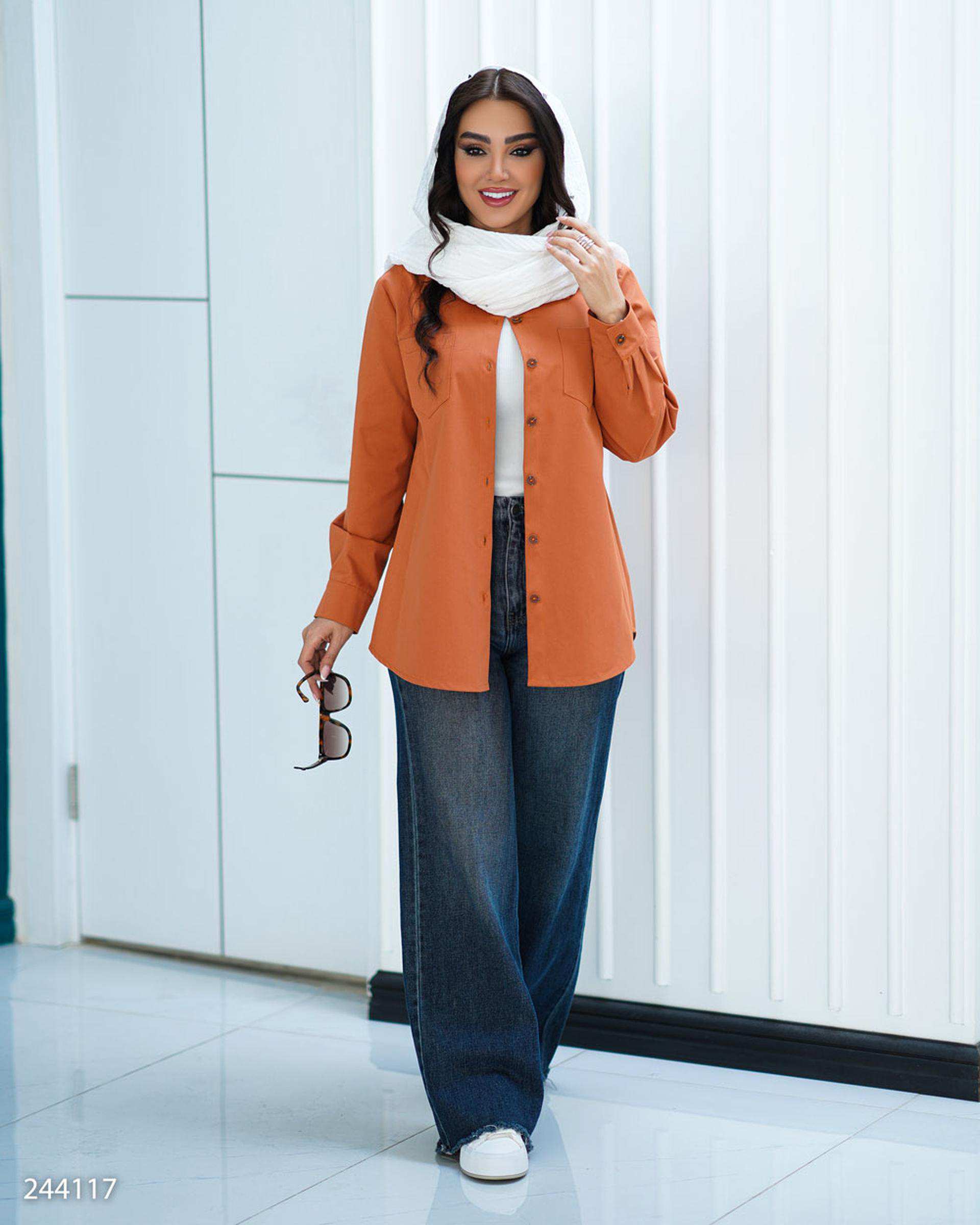 شومیز زنانه آجری مدل نارینا السانا Elsana کد 2441