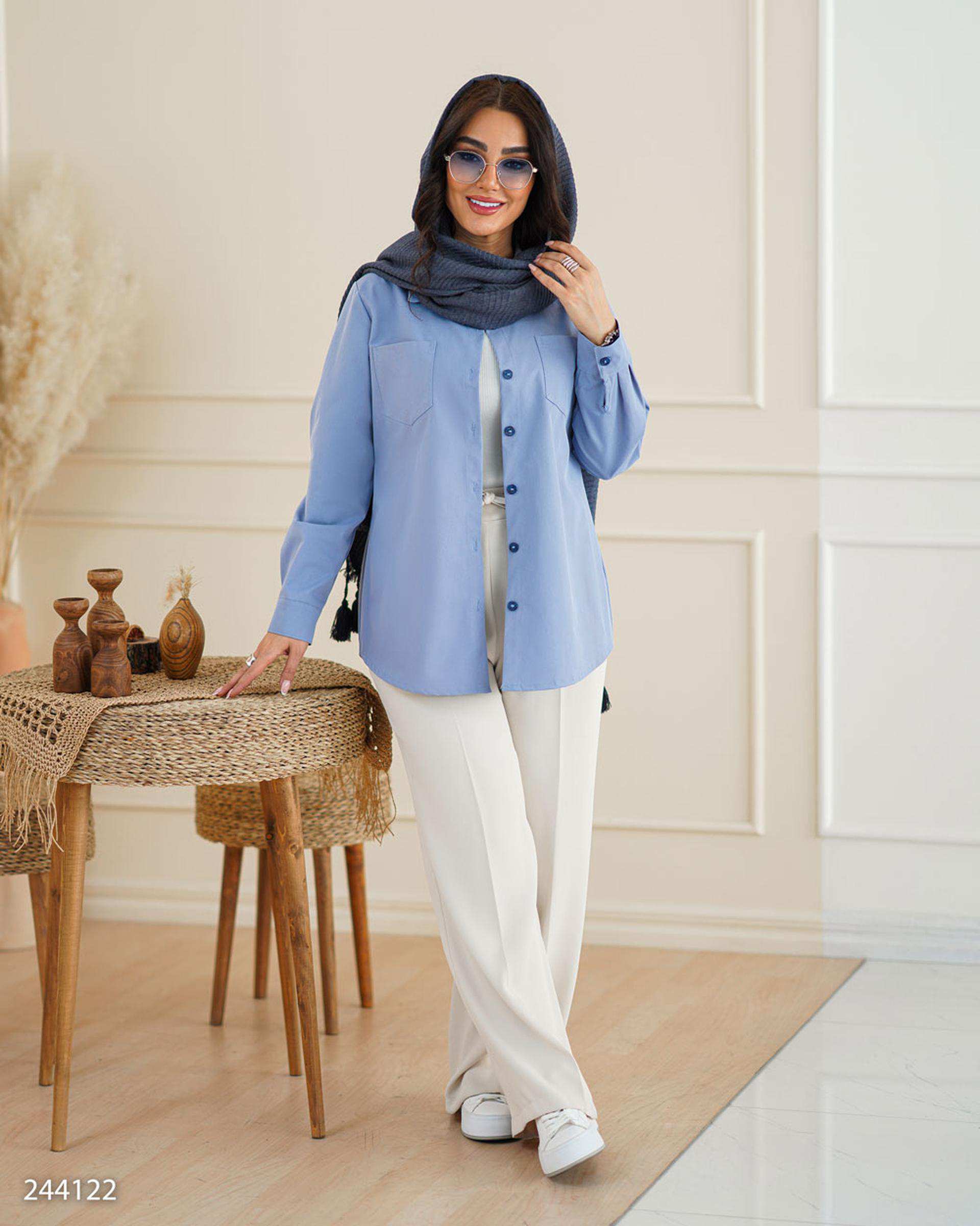 شومیز زنانه آبی مدل نارینا السانا Elsana کد 2441