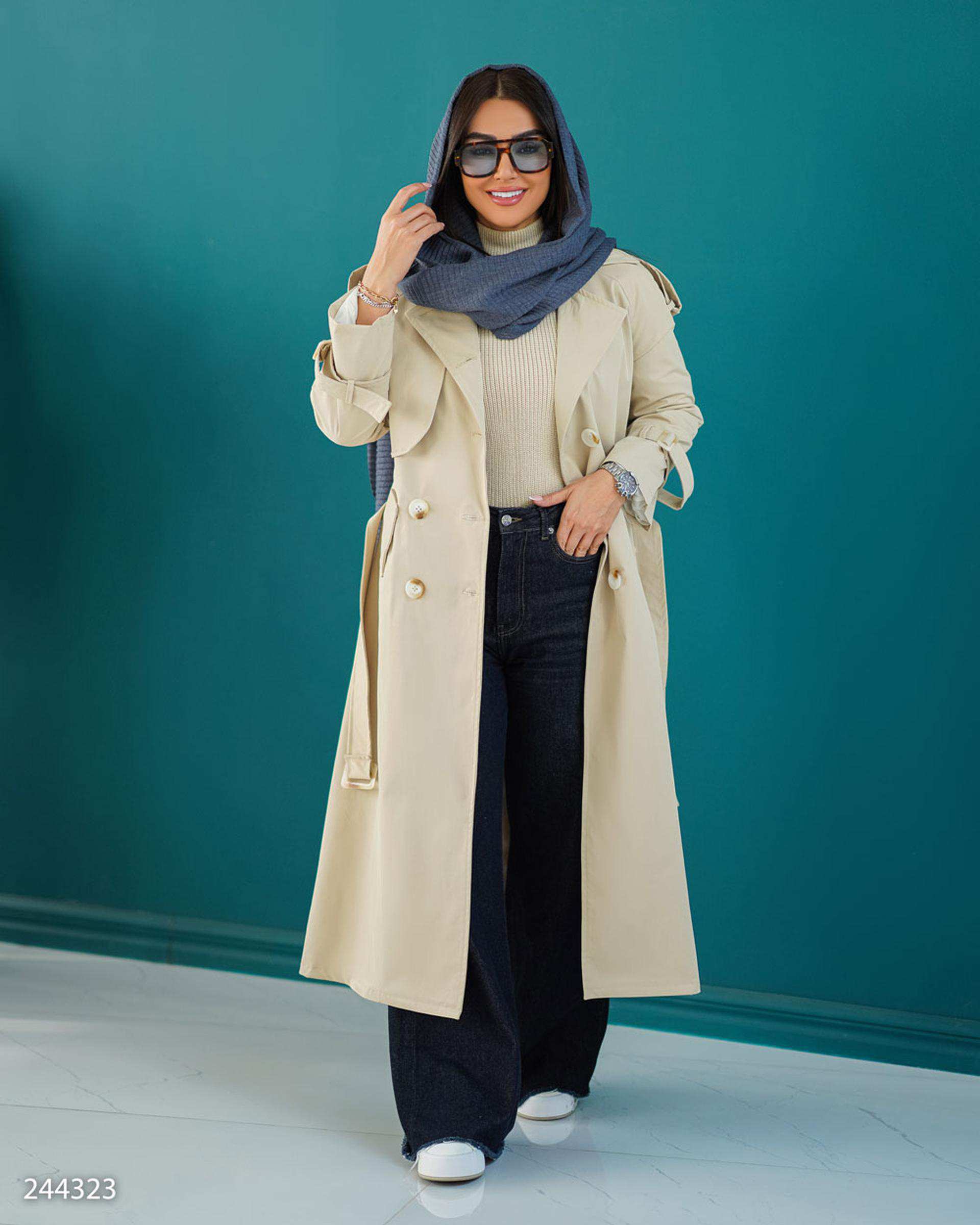 بارانی زنانه نخودی مدل ماناد السانا Elsana کد 2443