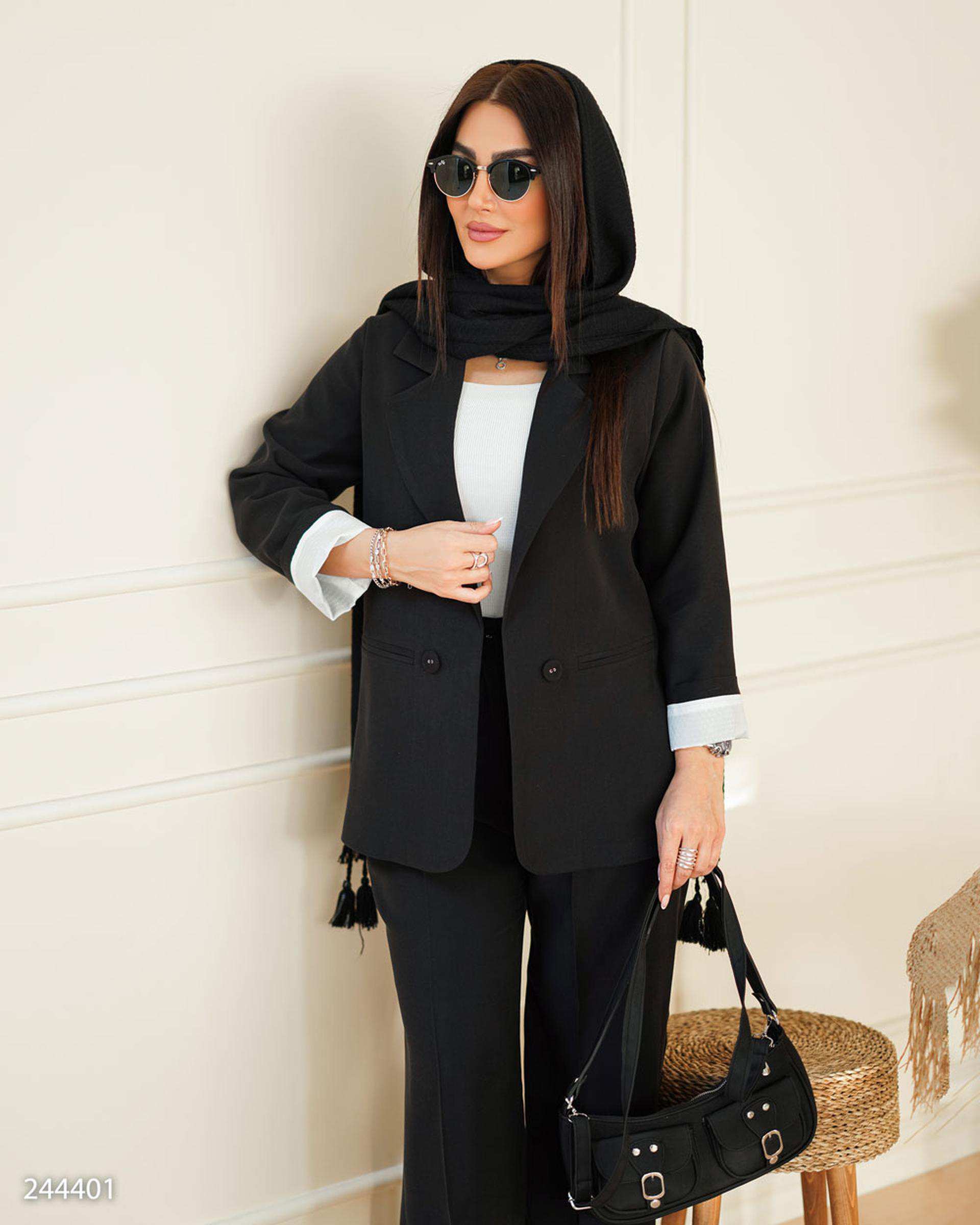 ست کت و شلوار زنانه مشکی مدل سینداد السانا Elsana کد 2444