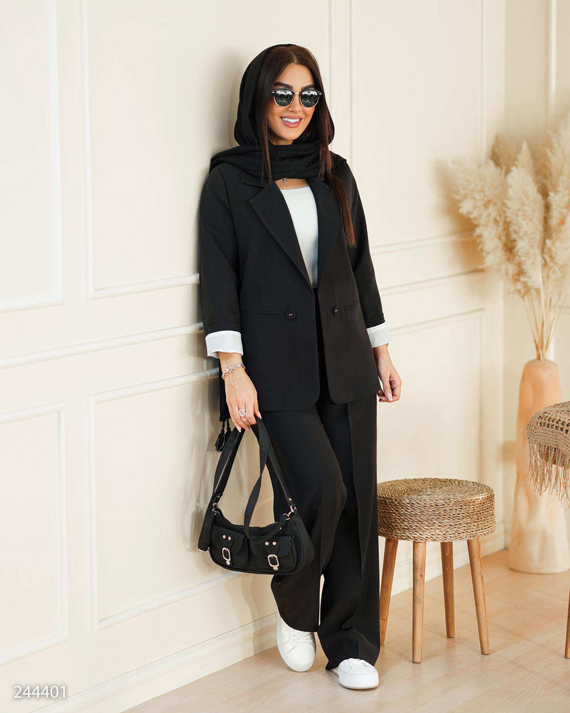 ست کت و شلوار زنانه مشکی مدل سینداد السانا Elsana کد 2444
