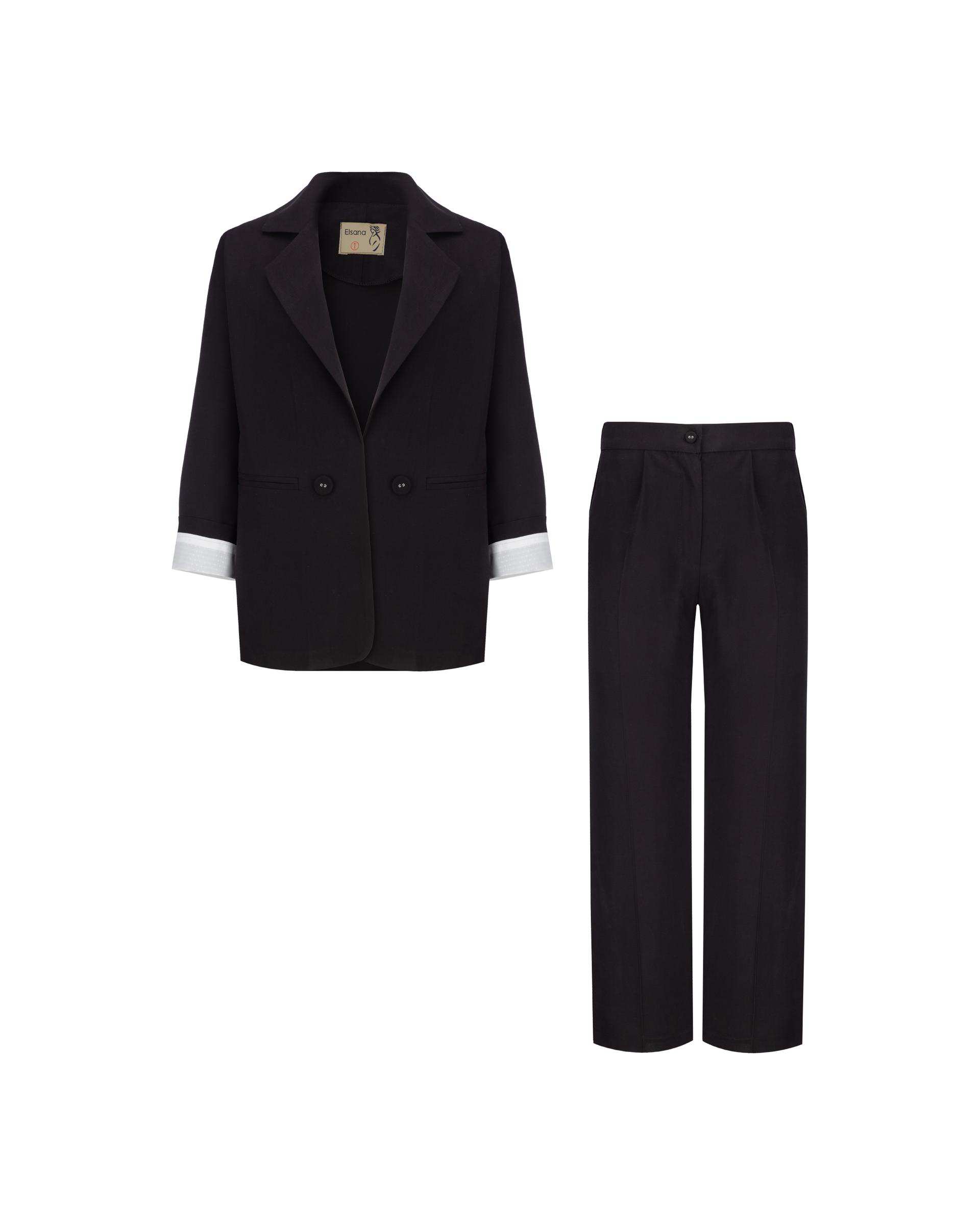 ست کت و شلوار زنانه مشکی مدل سینداد السانا Elsana کد 2444