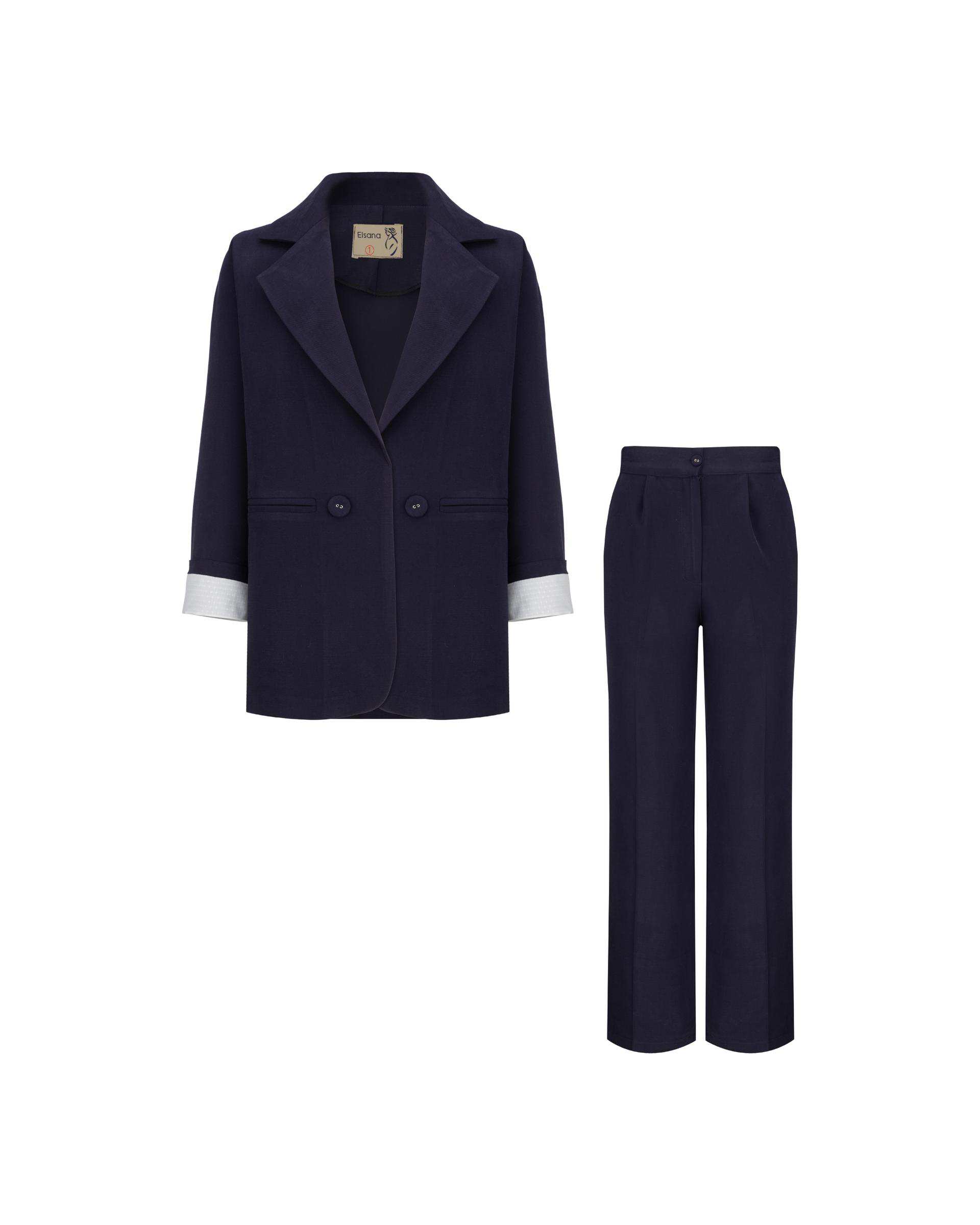 ست کت و شلوار زنانه سرمه ای مدل سینداد السانا Elsana کد 2444
