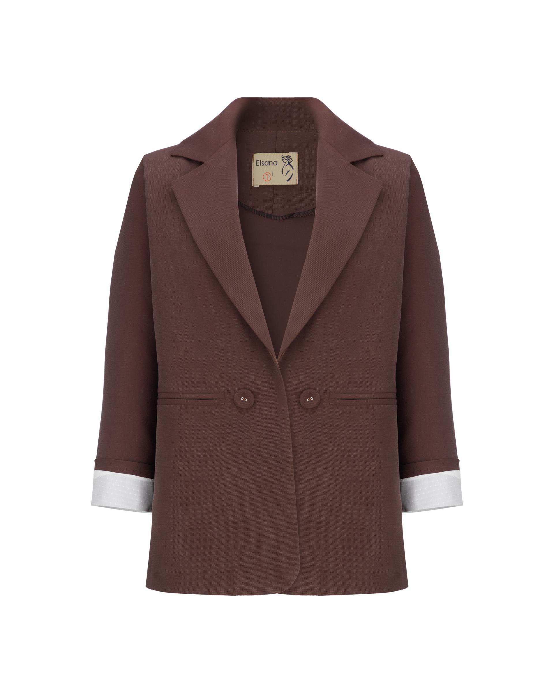 ست کت و شلوار زنانه قهوه ای مدل سینداد السانا Elsana کد 2444